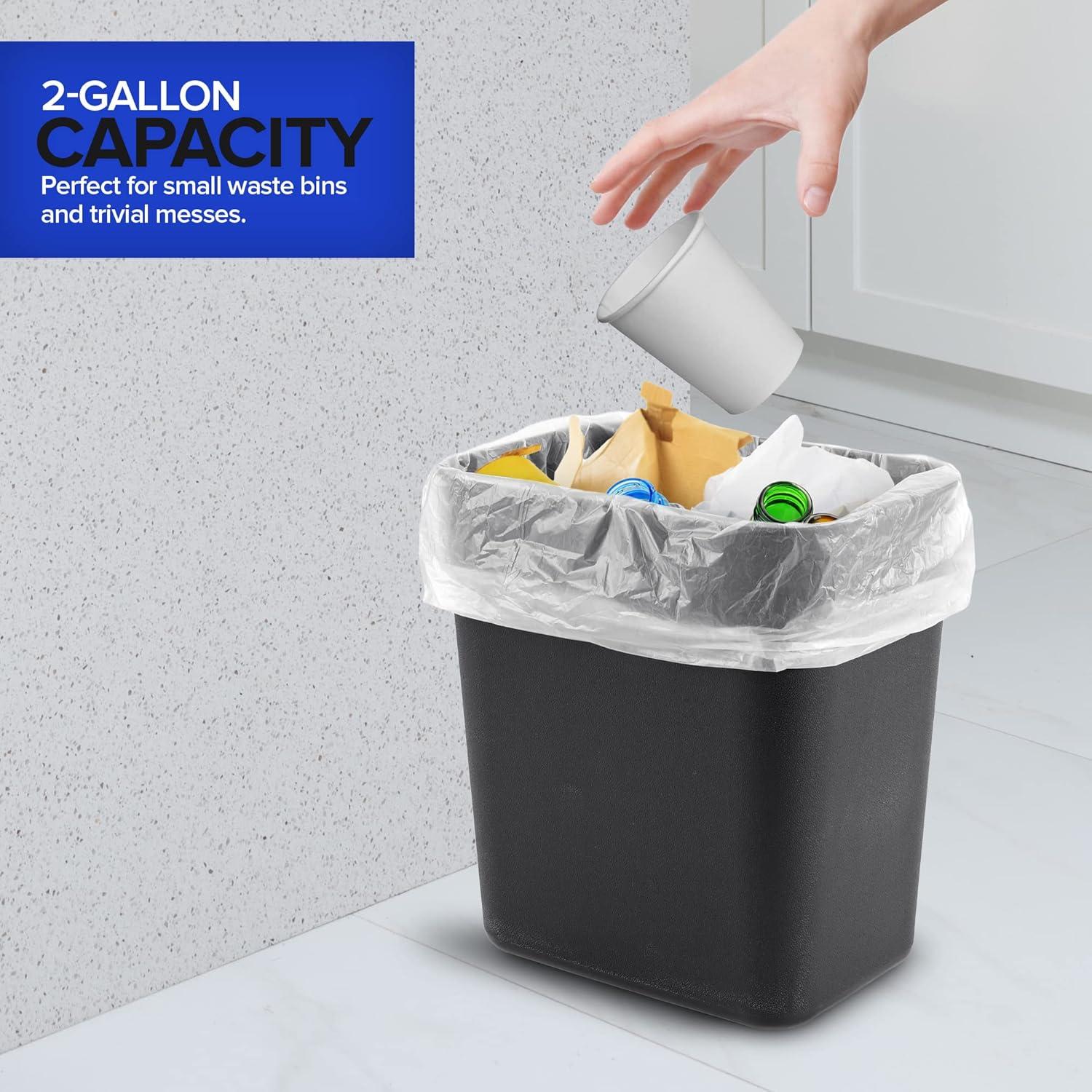 imageStock Your Home 2 Gallon Unscented Small Garbage Bags 100 Count Leakproof Versatile Usage GrabnGo200 Pack