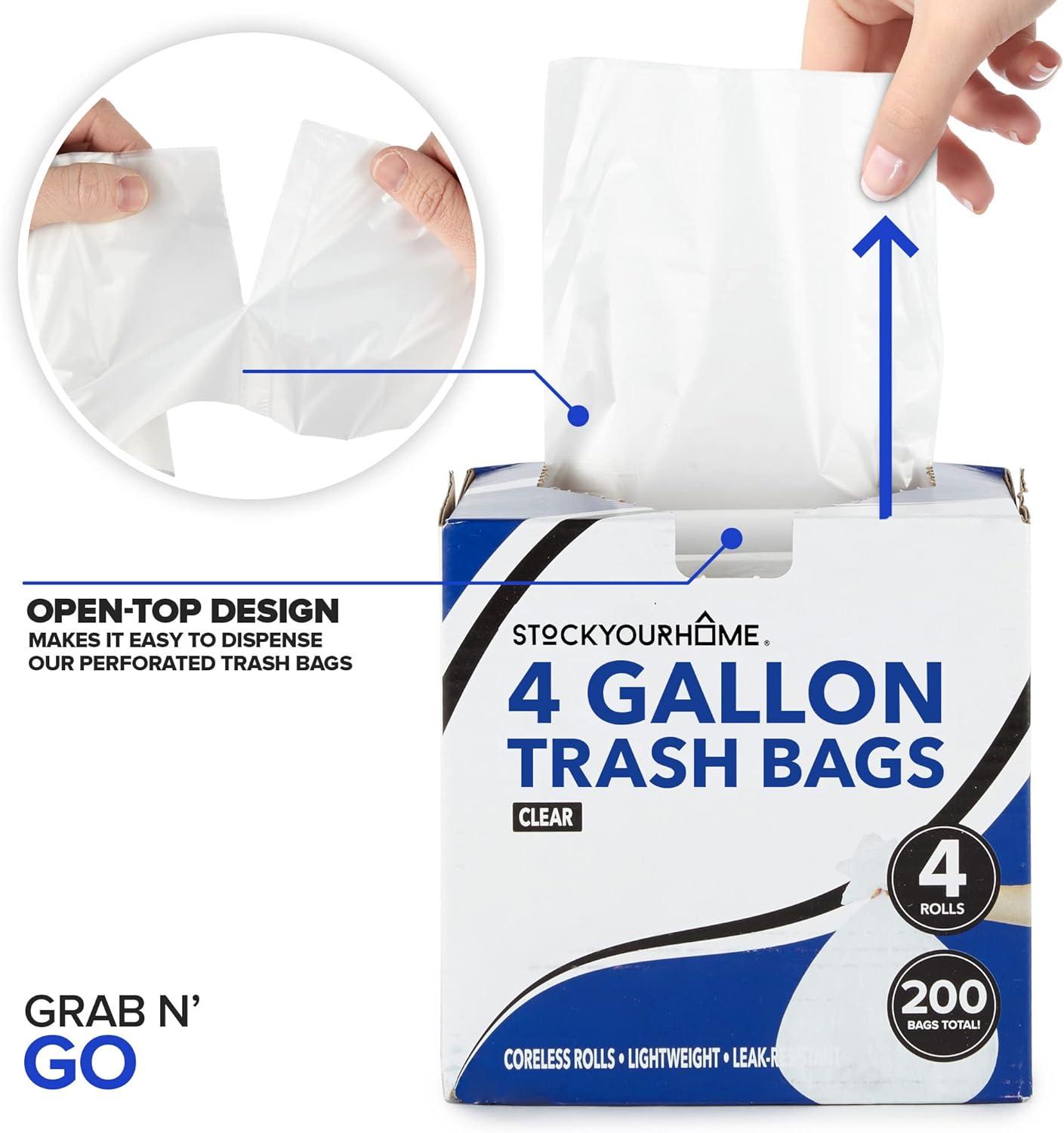 imageStock Your Home 2 Gallon Unscented Small Garbage Bags 100 Count Leakproof Versatile Usage GrabnGo200 Pack