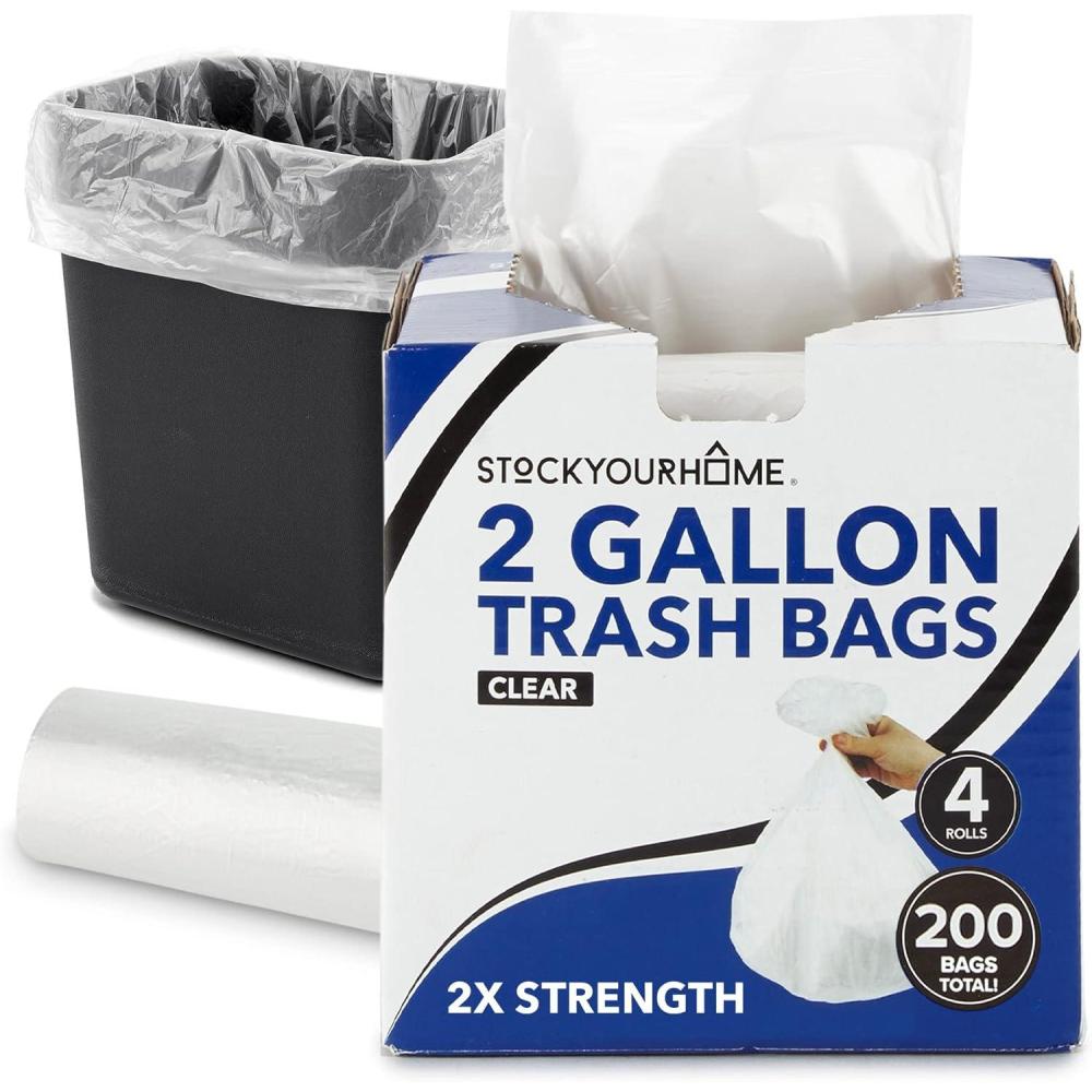 imageStock Your Home 2 Gallon Unscented Small Garbage Bags 100 Count Leakproof Versatile Usage GrabnGo200 Pack