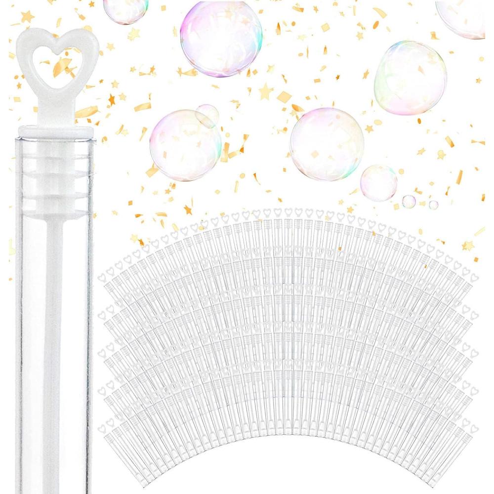 imageWedding Bubbles Bulk  White Star Top Wands 100 Count Individual Mini Bubble Wand Favors for Weddings Celebration Party Favor for Guests  Stock Your HomeHeart Top