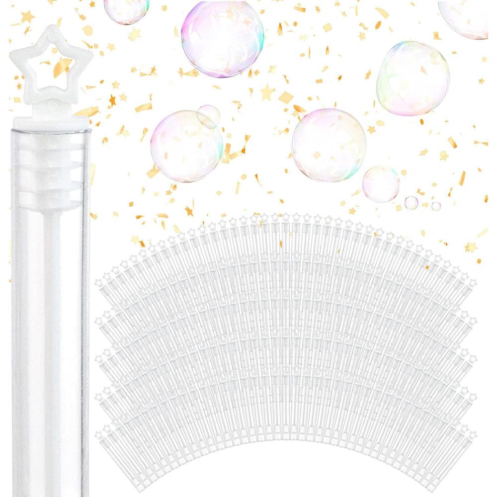 imageWedding Bubbles Bulk White Star Top Wands 100 Count Individual Mini Bubble Wand Favors for Weddings Celebration Party Favor for Guests Stock Your HomeStar Top