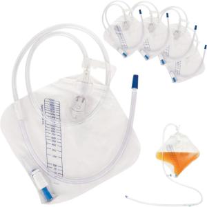 RUSCH Urine Drainage Bag with 18” Extended Tube (5 Pack) – Urine Bag with Anti-Reflux Chamber with Splash-Resistant Drain Spout – 2000 mL Vinyl Urine Bags for Men – 40″ Tube Drainage – Stock Your Home(5 Pack)