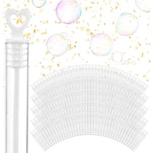Wedding Bubbles Bulk – White Star Top Wands (100 Count) Individual Mini Bubble Wand Favors for Weddings, Celebration Party Favor for Guests – Stock Your Home(Heart Top)