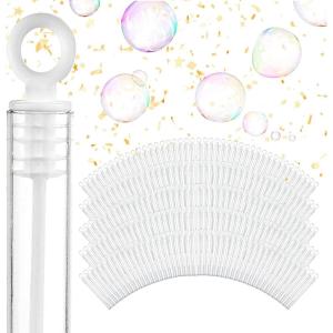 Wedding Bubbles Bulk – White Star Top Wands (100 Count) Individual Mini Bubble Wand Favors for Weddings, Celebration Party Favor for Guests – Stock Your Home(Circle Top)