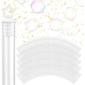 Wedding Bubbles Bulk – White Star Top Wands (100 Count) Individual Mini Bubble Wand Favors for Weddings, Celebration Party Favor for Guests – Stock Your Home(Star Top)