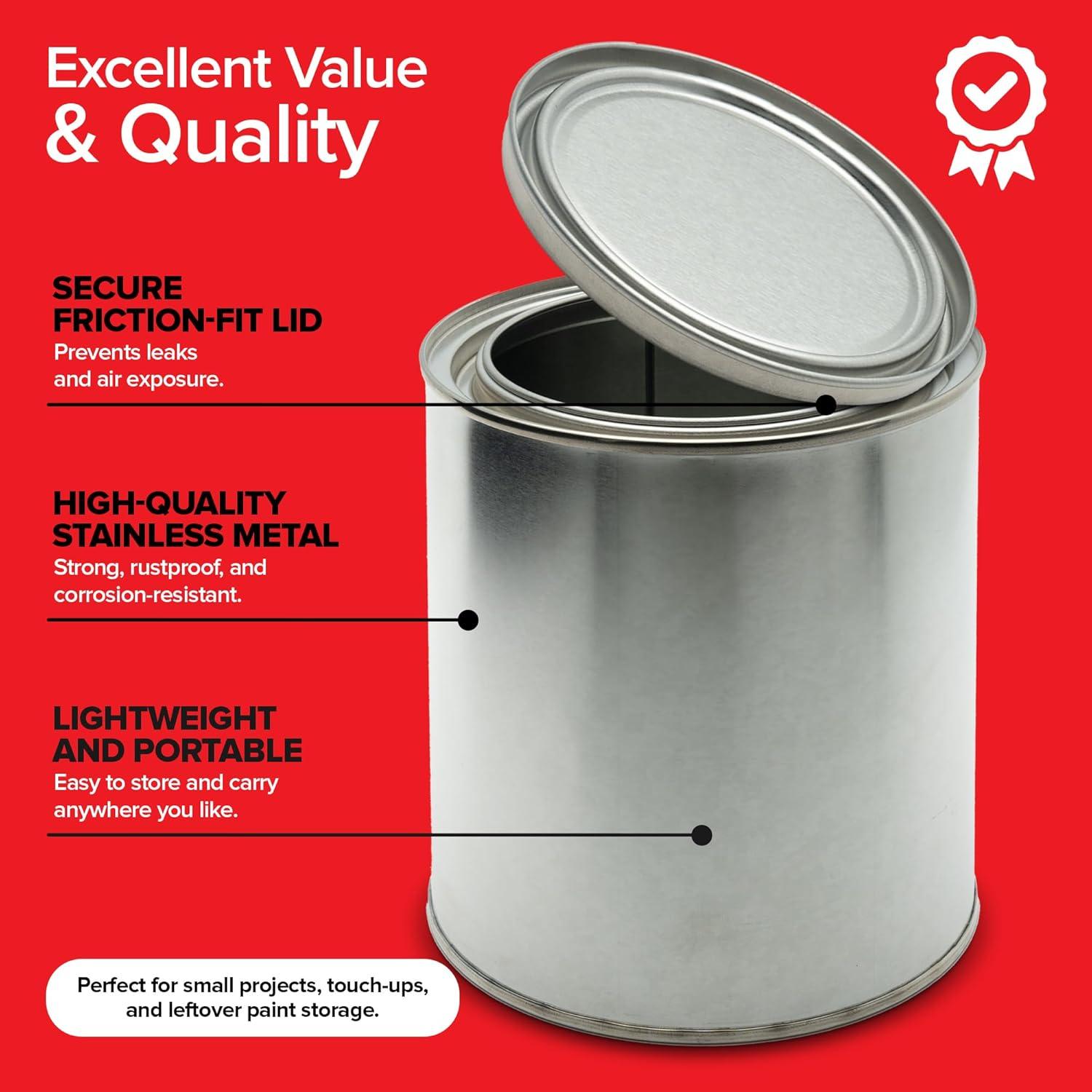 imageStock Your Home 1 Quart Unlined Metal Paint Cans with Lids 2 Pack Empty Quart Paint Cans for Storage Mixing Touch Ups and Crafts Made in USA Metal Buckets with Friction Fit Lids