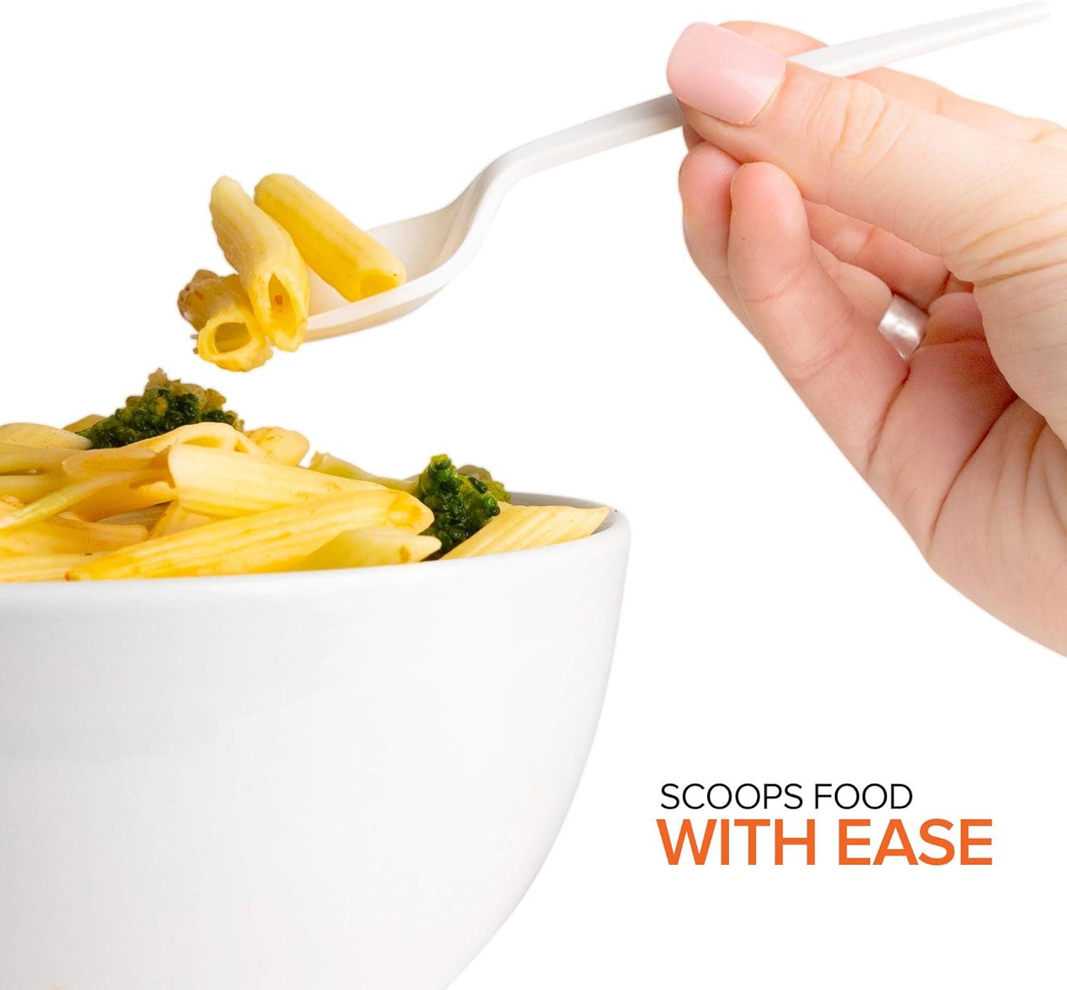 imageStock Your Home 100 Disposable Sporks White Plastic Sporks Kid Safe 2 in 1 Utensils Fork Spoon Perfect for School Lunch Picnics Catered Events Restaurants and Kids Birthday Parties2000 Pack