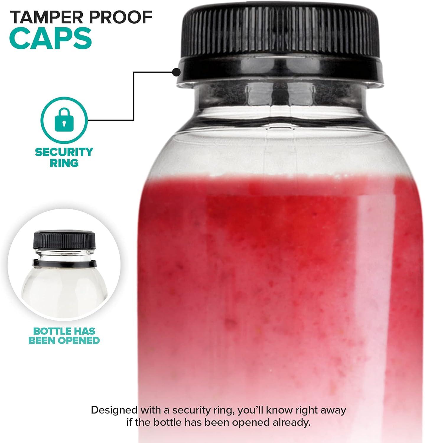 imageStock Your Home 12 Oz Round Plastic Bottles with Tamper Proof Caps 12 Pack Clear Refillable Bottles