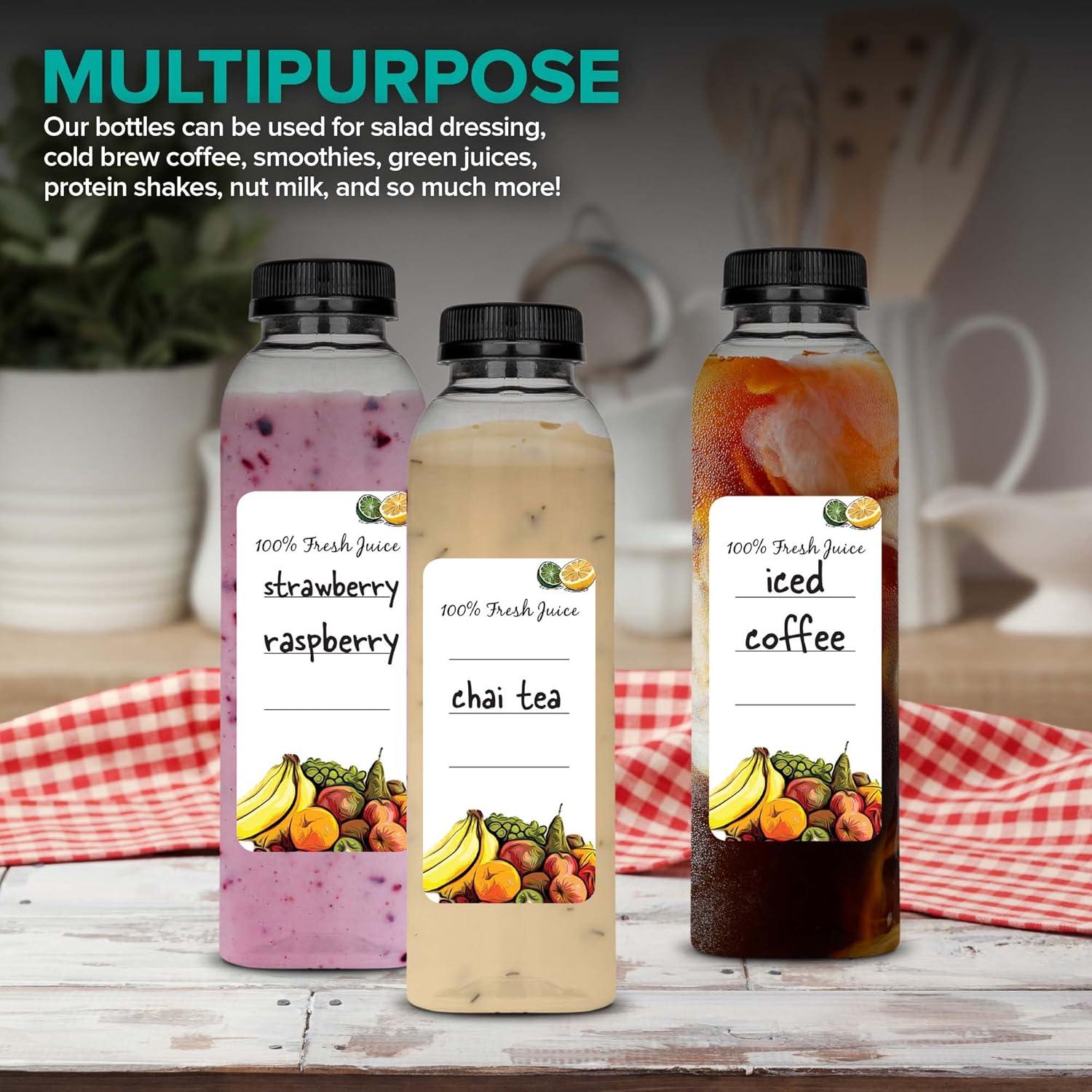 imageStock Your Home 12 Oz Round Plastic Bottles with Tamper Proof Caps 12 Pack Clear Refillable Bottles