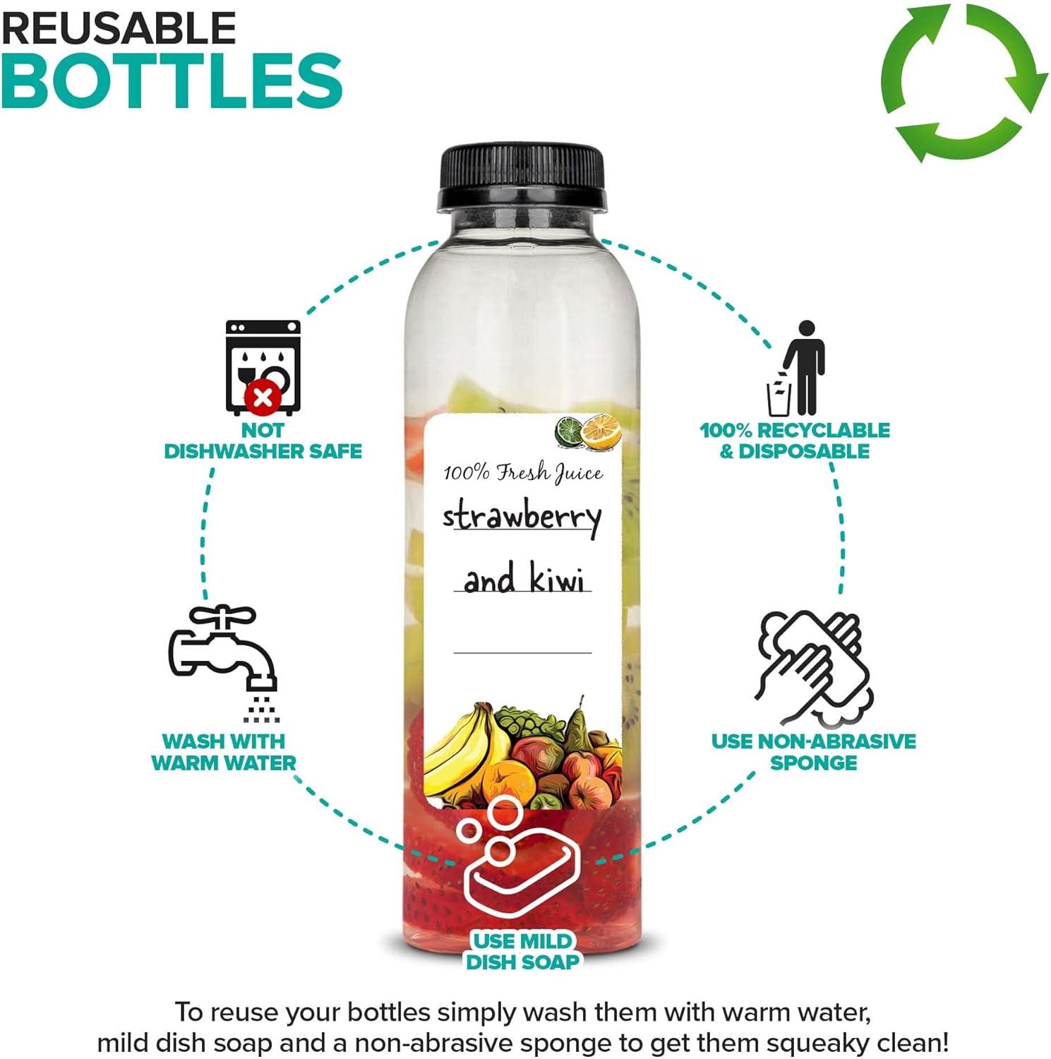 imageStock Your Home 12 Oz Round Plastic Bottles with Tamper Proof Caps 12 Pack Clear Refillable Bottles