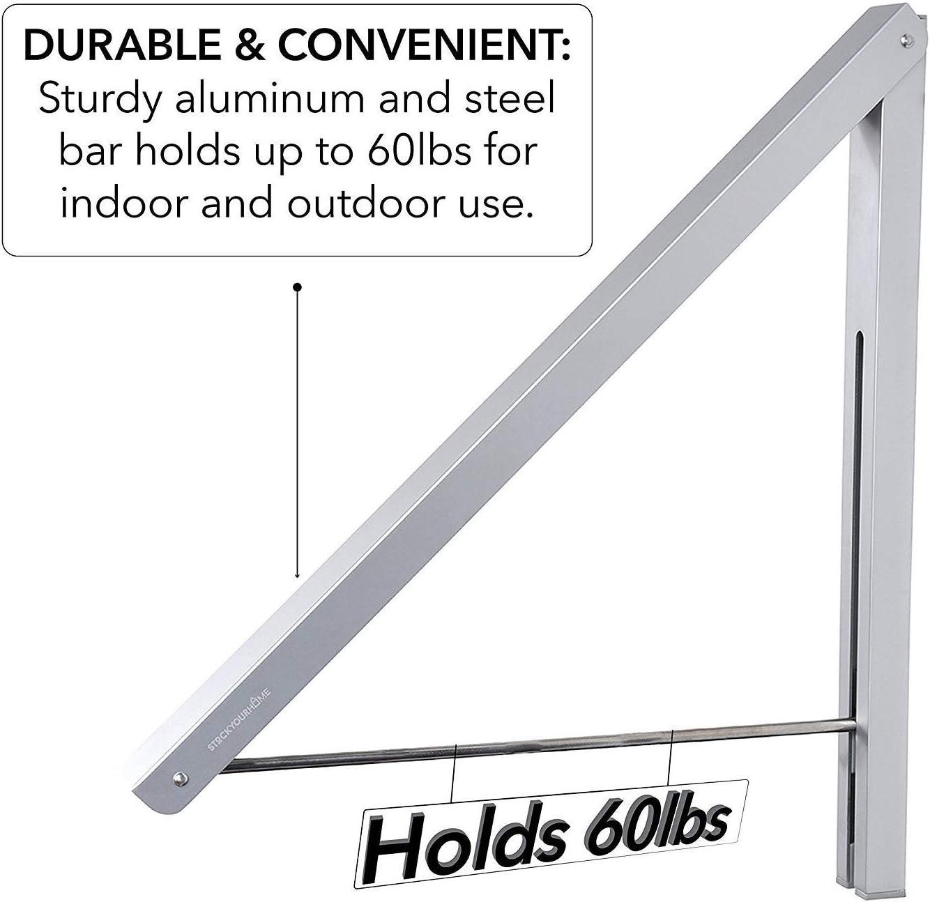 imageSingle Foldable Clothing Rack WallMounted Retractable Clothes Hanger for Laundry Dryer Room Hanging Drying Rod Small Collapsible Folding Garment Racks Dorm Accessories ChromeChrome