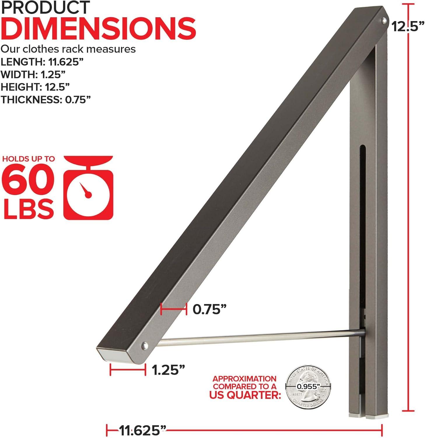 imageSingle Foldable Clothing Rack WallMounted Retractable Clothes Hanger for Laundry Dryer Room Hanging Drying Rod Small Collapsible Folding Garment Racks Dorm Accessories ChromeGray