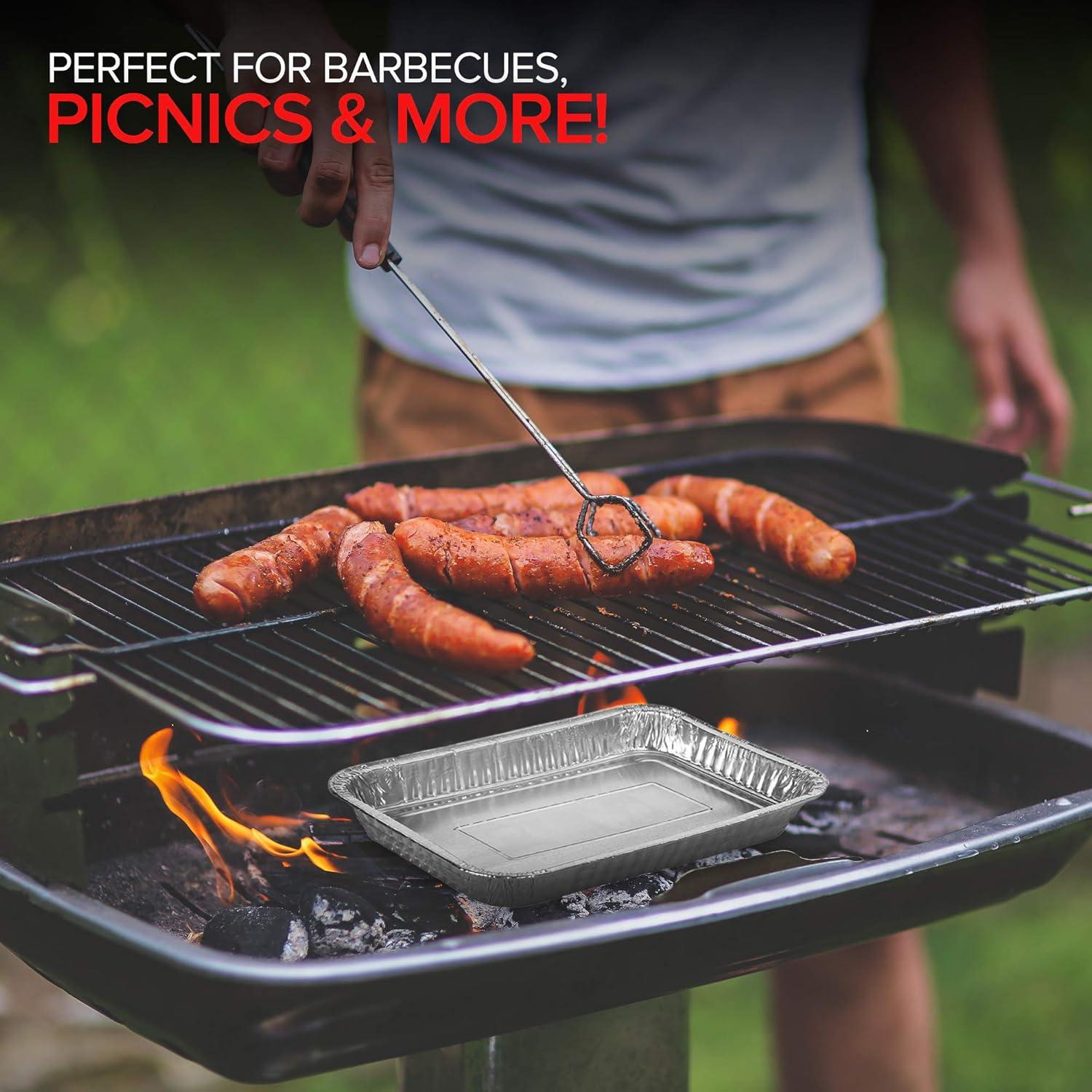 imageStock Your Home 125 Aluminum Drip Pan 25 Count Disposable Foil Liner Compatible with Weber Grills Dripping Pans BBQ Grease Tray to Catch Oil Outdoor Weber Grill Accessories75 x 5