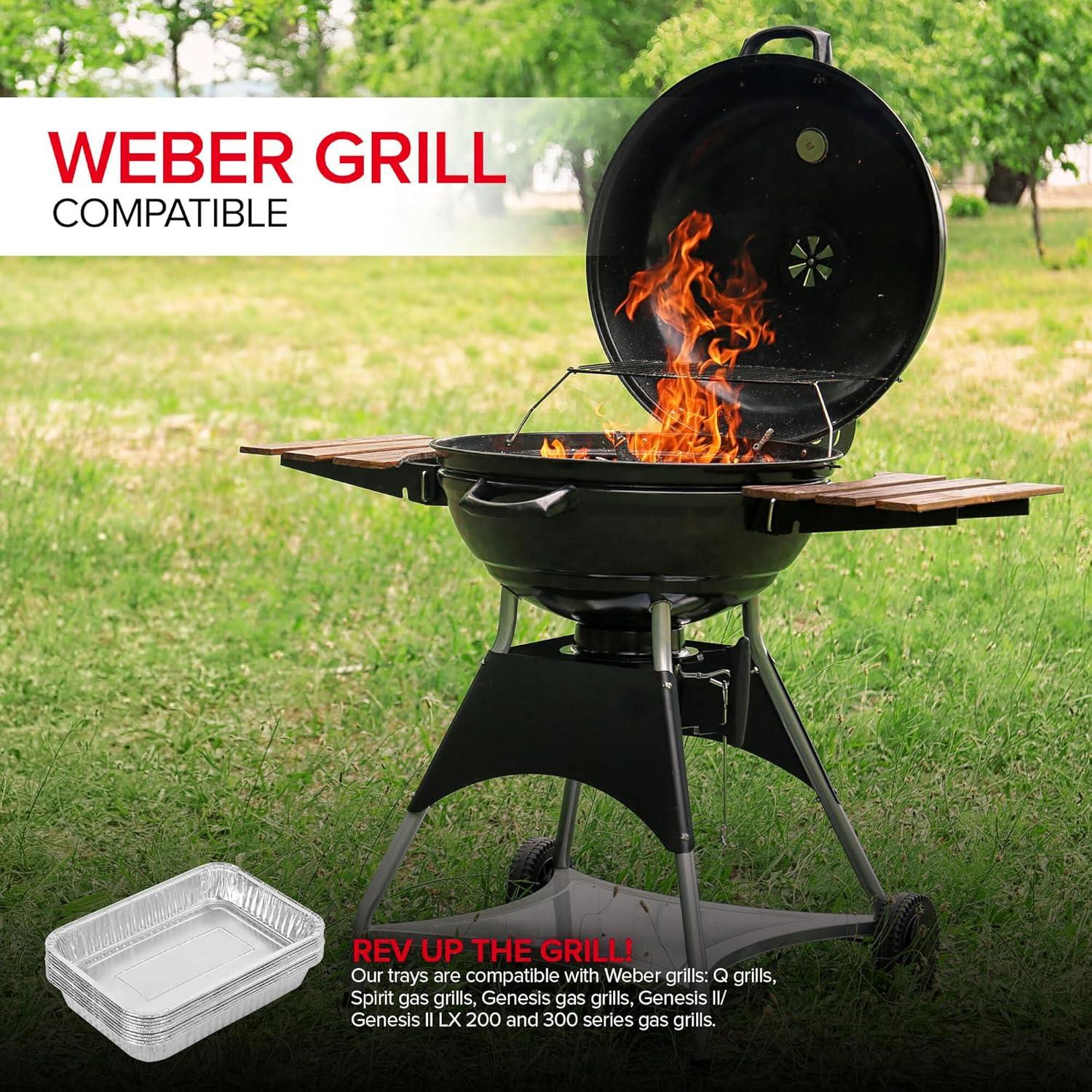 imageStock Your Home 125 Aluminum Drip Pan 25 Count Disposable Foil Liner Compatible with Weber Grills Dripping Pans BBQ Grease Tray to Catch Oil Outdoor Weber Grill Accessories75 x 5