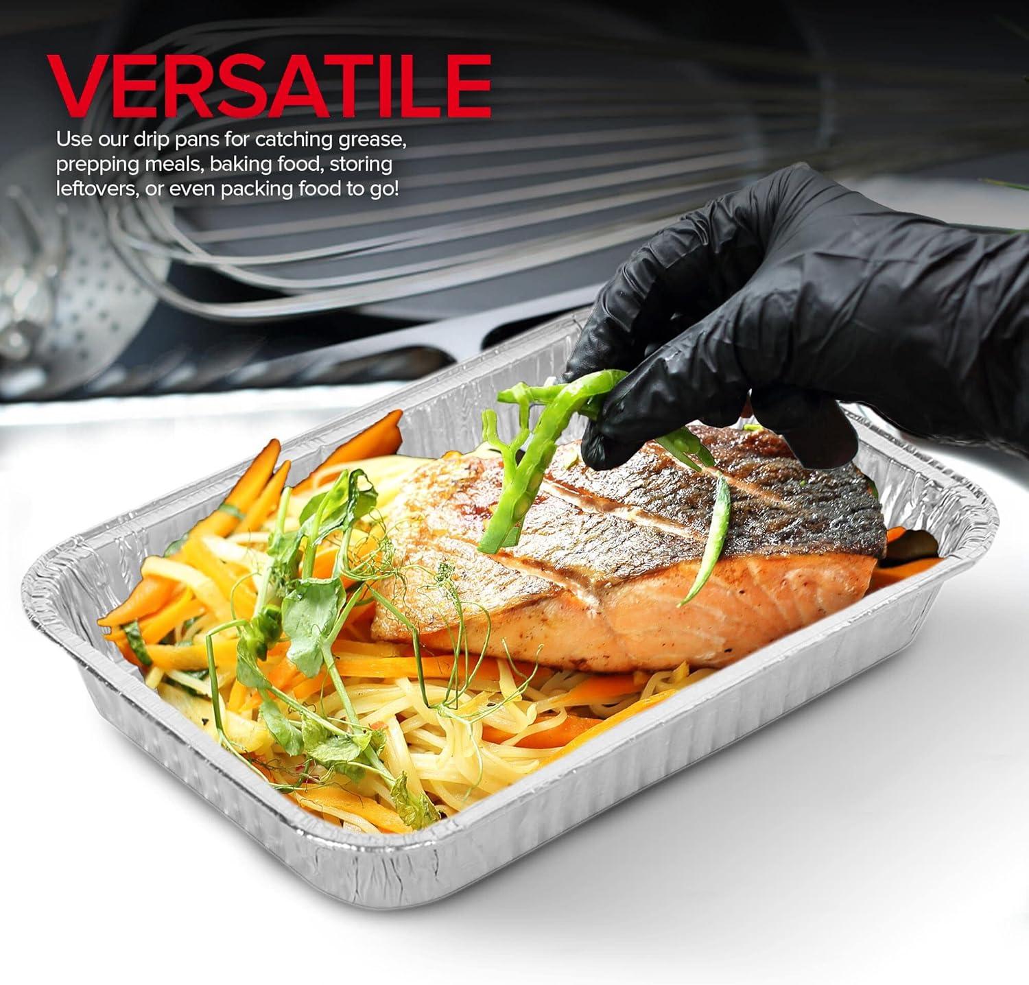imageStock Your Home 125 Aluminum Drip Pan 25 Count Disposable Foil Liner Compatible with Weber Grills Dripping Pans BBQ Grease Tray to Catch Oil Outdoor Weber Grill Accessories75 x 5
