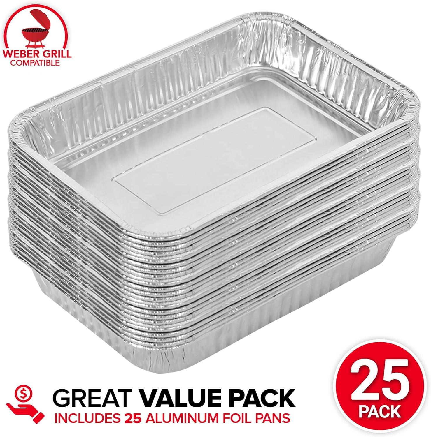 imageStock Your Home 125 Aluminum Drip Pan 25 Count Disposable Foil Liner Compatible with Weber Grills Dripping Pans BBQ Grease Tray to Catch Oil Outdoor Weber Grill Accessories75 x 5