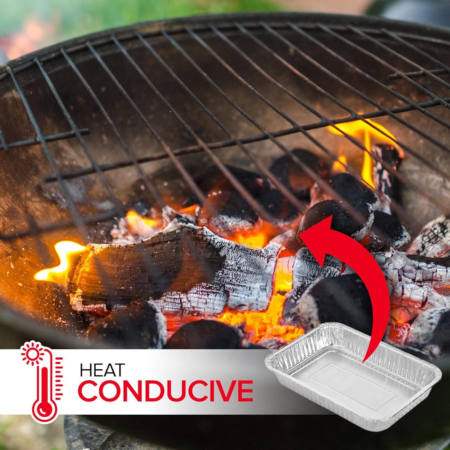 imageStock Your Home 125 Aluminum Drip Pan 25 Count Disposable Foil Liner Compatible with Weber Grills Dripping Pans BBQ Grease Tray to Catch Oil Outdoor Weber Grill Accessories75 x 5