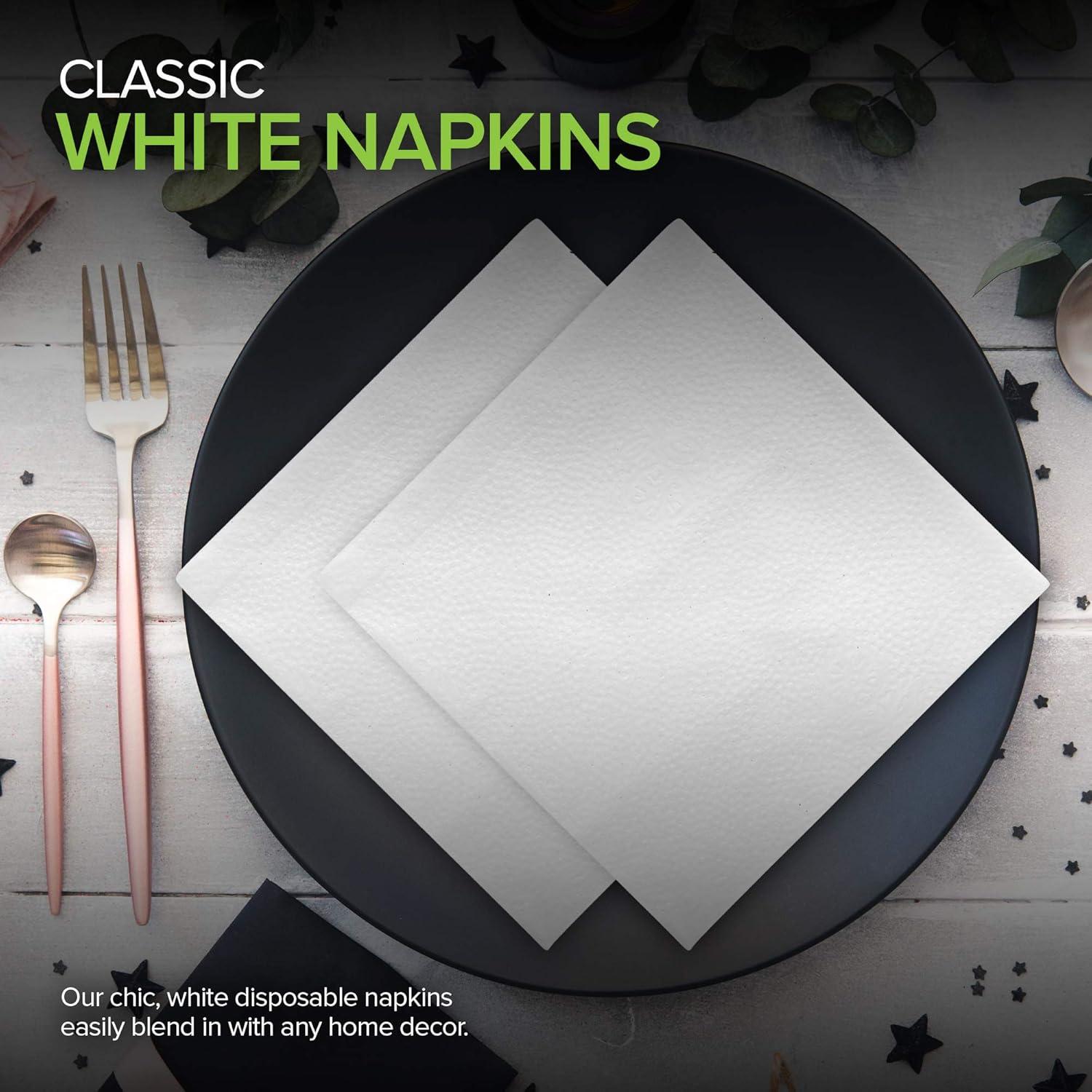 imageStock Your Home 12 Inch Disposable Napkins 1 Ply White Dinner Napkins Paper Napkins for Dinner Parties Crafts Daily Use 1000 Pack2000 Count