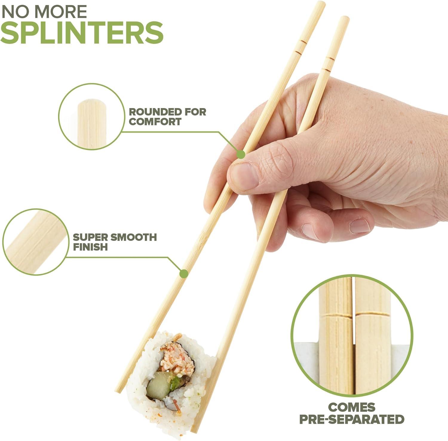 imageStock Your Home Disposable Bamboo Chopsticks 200 Count Bulk Separated Chopsticks for Sushi Chinese Japanese and Asian Food Smooth Wooden Chop Sticks100