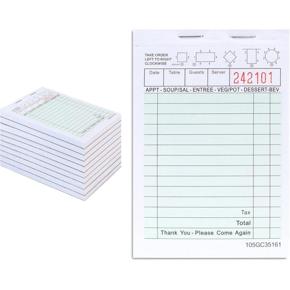 image325 x 5125 Mini Guest Check Pads 10 Pack Small Detachable Checks 1 Part Green Paper Guest Check Pads Small Server Notepads amp Waitress Order Pads Check Pads for Diners Stock Your Home