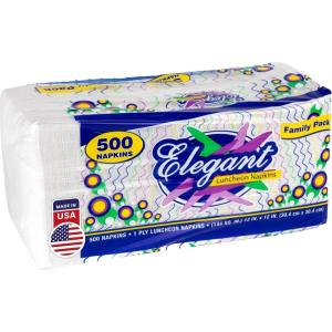 Stock Your Home 12 Inch Disposable Napkins – 1 Ply White Dinner Napkins – Paper Napkins for Dinner, Parties, Crafts, Daily Use – 1000 Pack(500 Count)