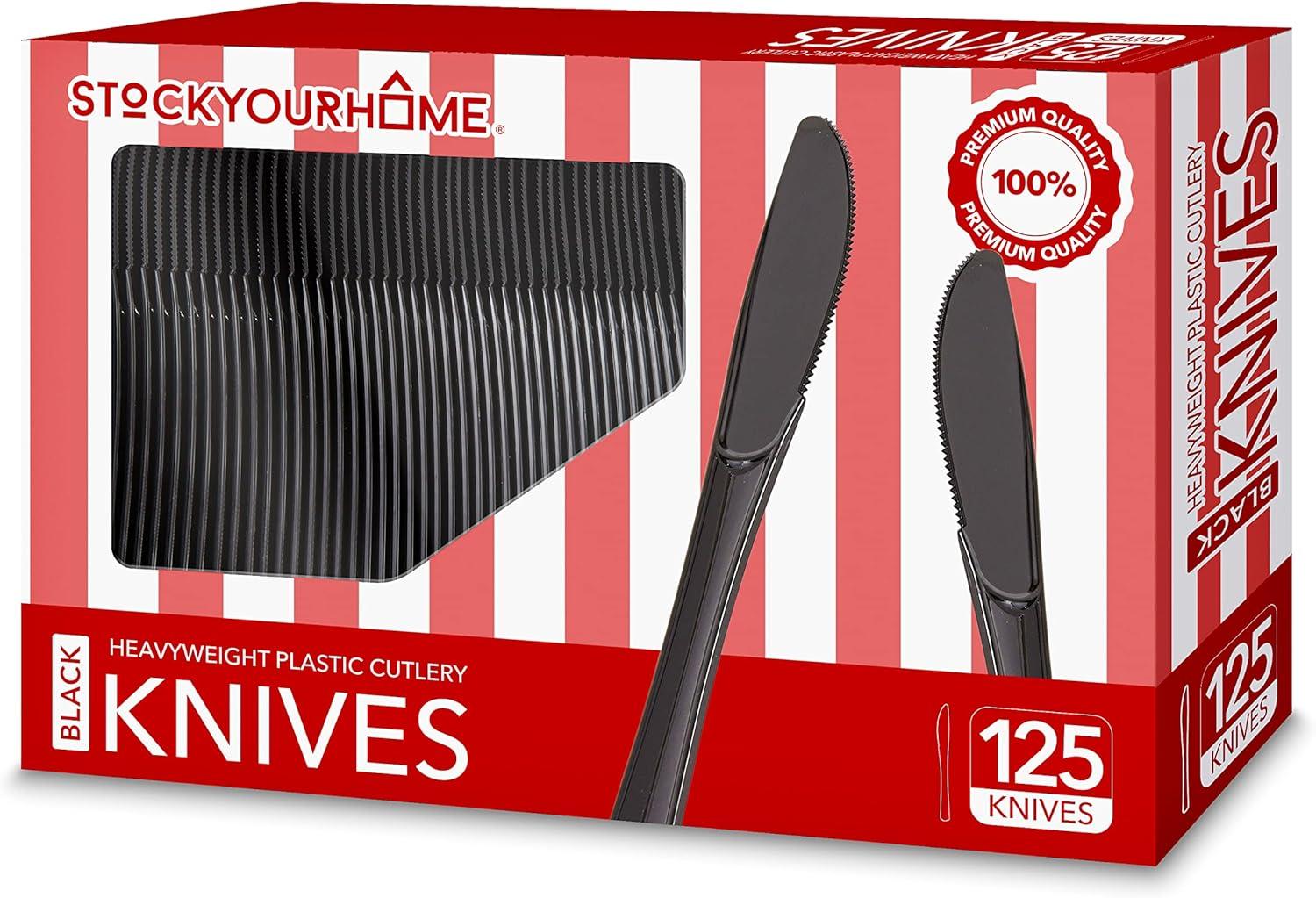 image125Count Plastic Forks Disposable Silverware for Dinner Heavy Duty Utensils Heavyweight Party Flatware Bulk Cutlery in Black Stock Your HomeBlack