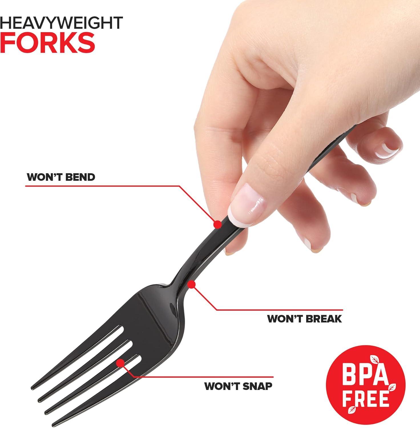 image125Count Plastic Forks Disposable Silverware for Dinner Heavy Duty Utensils Heavyweight Party Flatware Bulk Cutlery in Black Stock Your HomeBlack