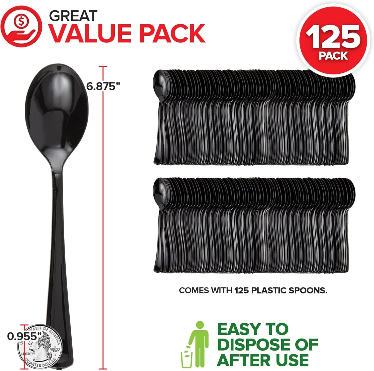 image125Count Plastic Forks Disposable Silverware for Dinner Heavy Duty Utensils Heavyweight Party Flatware Bulk Cutlery in Black Stock Your HomeBlack