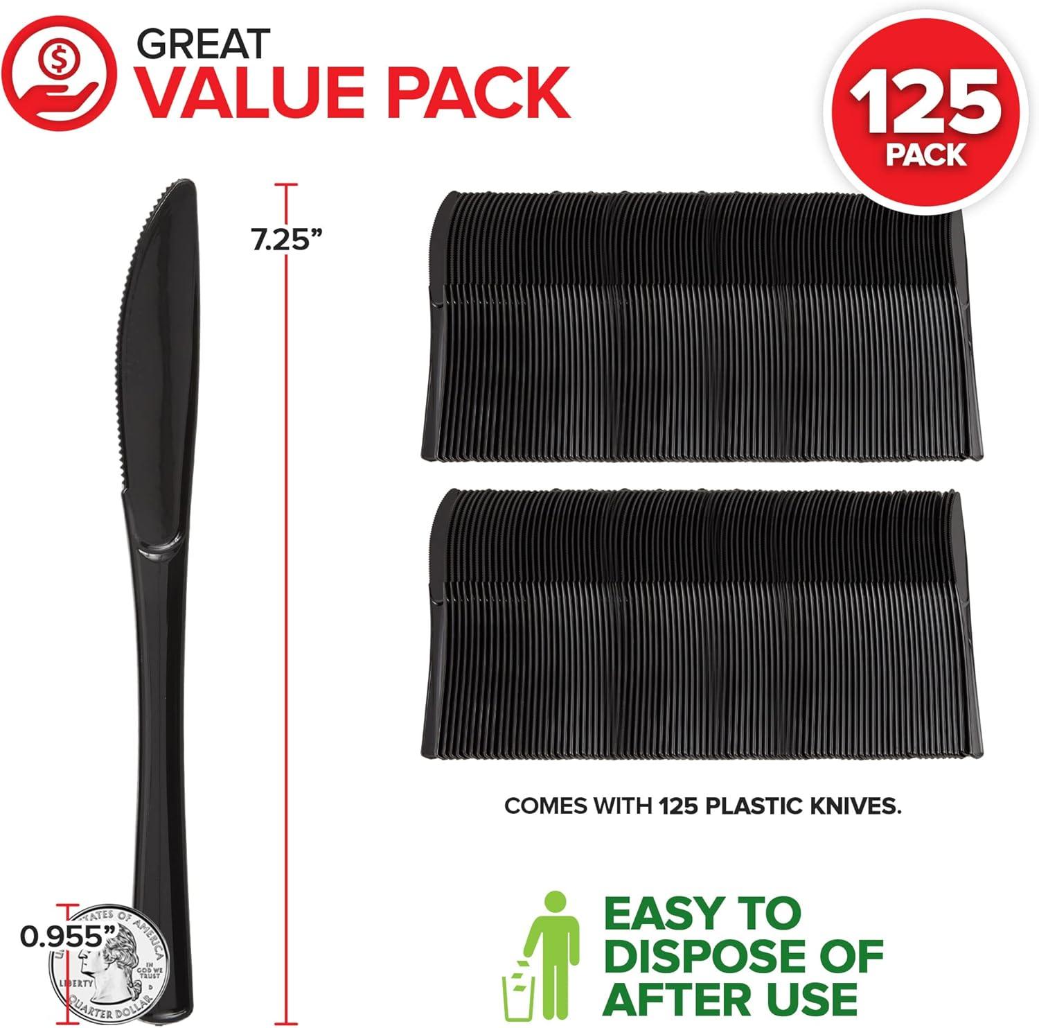 image125Count Plastic Forks Disposable Silverware for Dinner Heavy Duty Utensils Heavyweight Party Flatware Bulk Cutlery in Black Stock Your HomeBlack