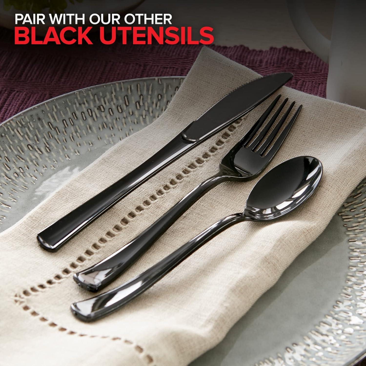 image125Count Plastic Forks Disposable Silverware for Dinner Heavy Duty Utensils Heavyweight Party Flatware Bulk Cutlery in Black Stock Your HomeBlack