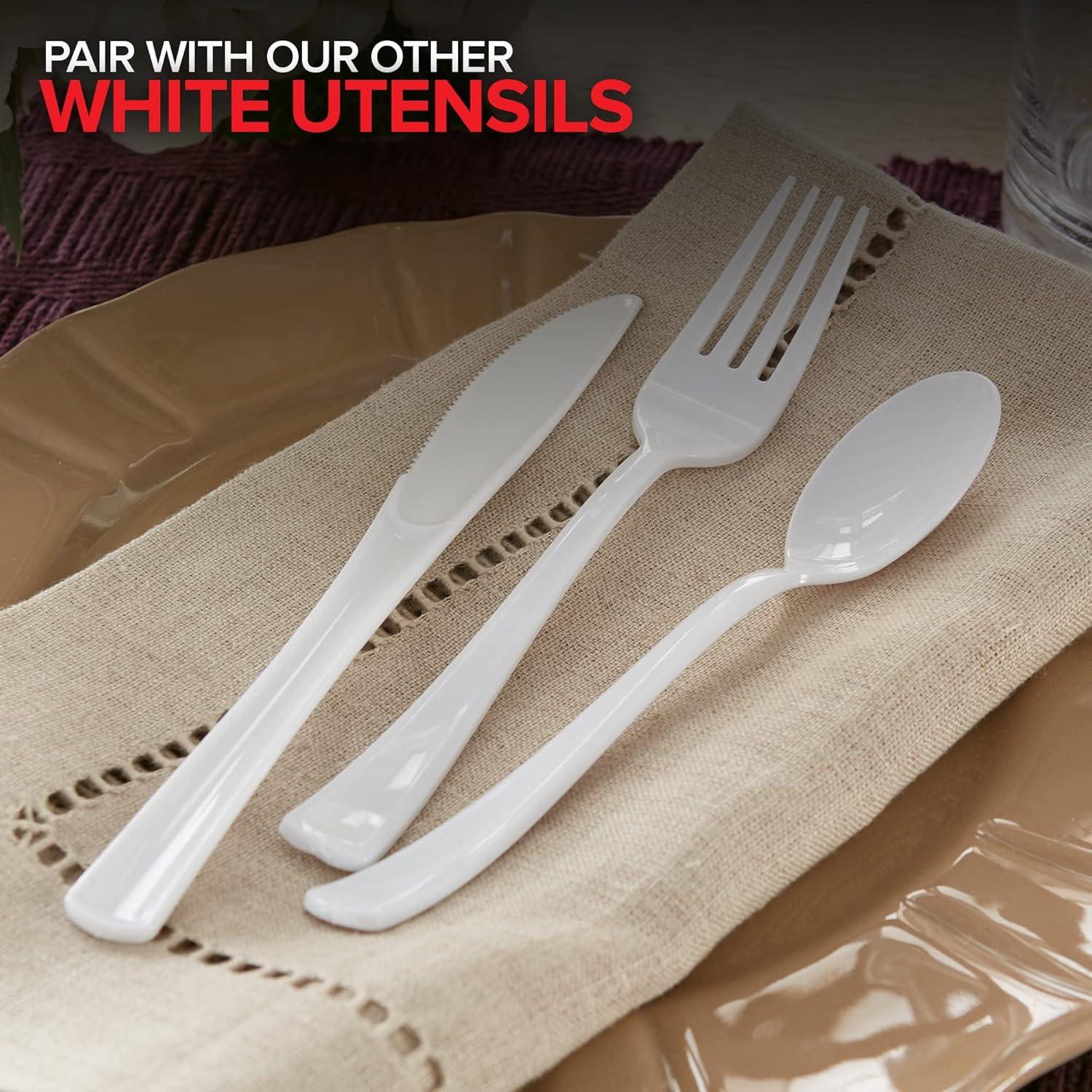 image125Count Plastic Forks Disposable Silverware for Dinner Heavy Duty Utensils Heavyweight Party Flatware Bulk Cutlery in Black Stock Your HomeWhite