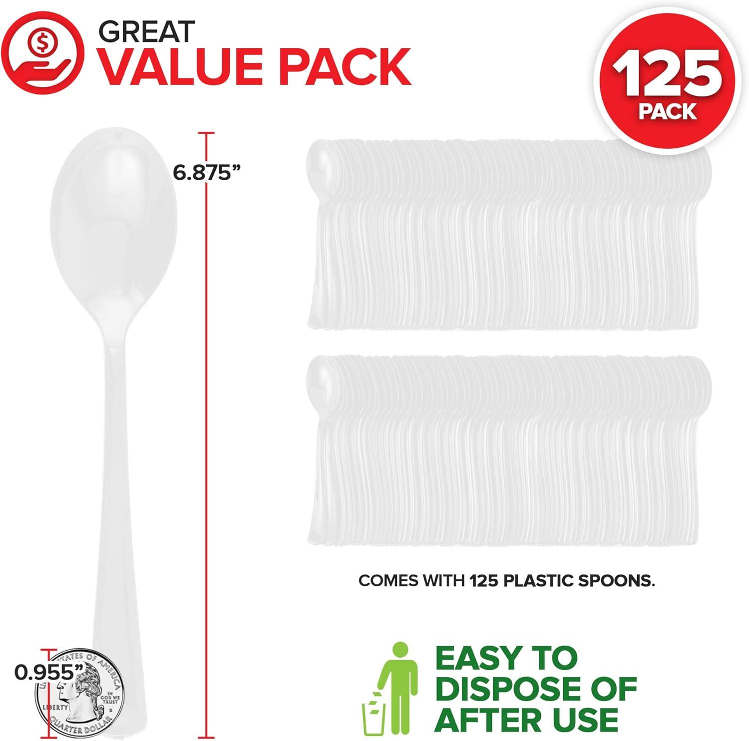 image125Count Plastic Forks Disposable Silverware for Dinner Heavy Duty Utensils Heavyweight Party Flatware Bulk Cutlery in Black Stock Your HomeWhite