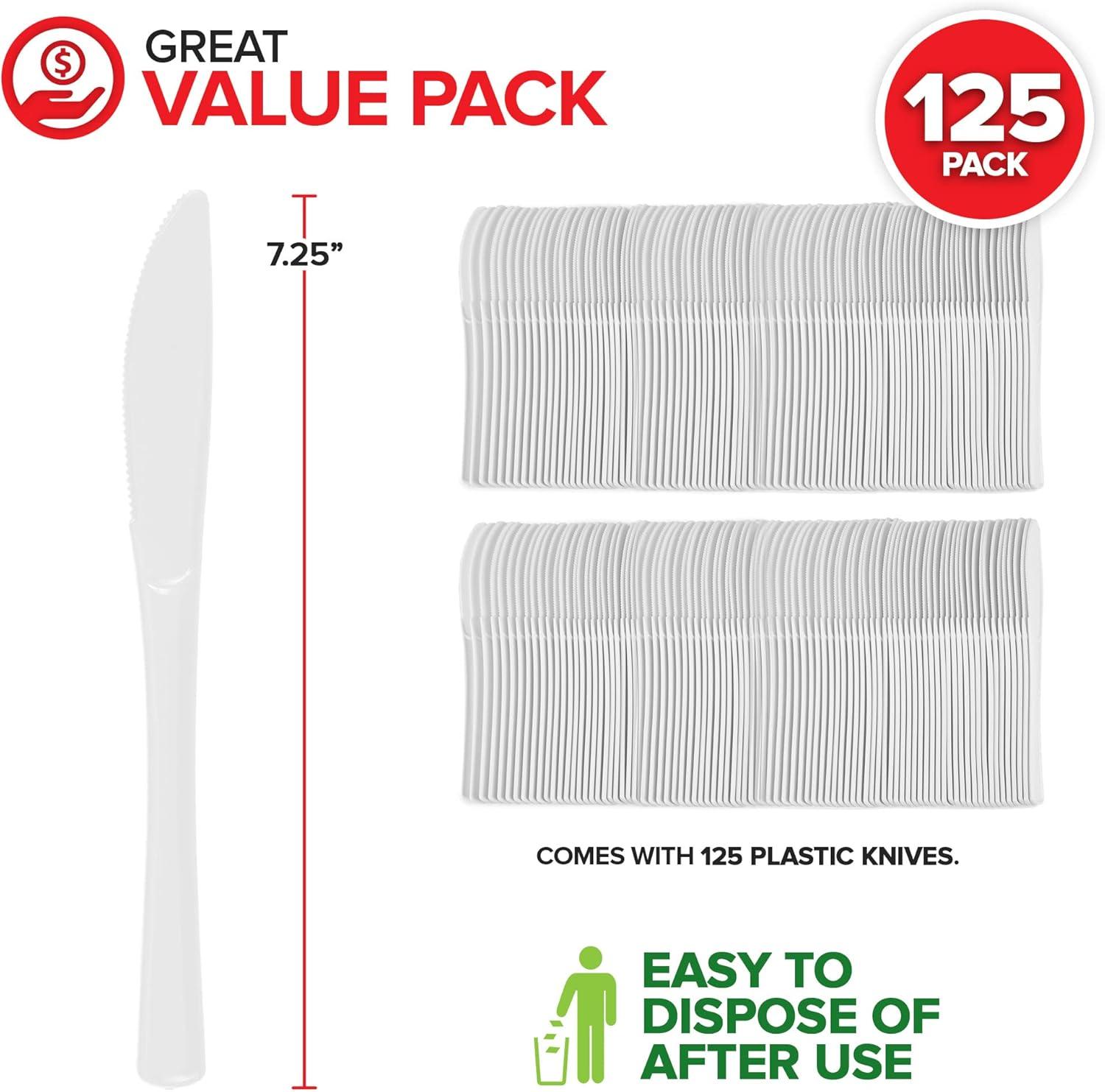 image125Count Plastic Forks Disposable Silverware for Dinner Heavy Duty Utensils Heavyweight Party Flatware Bulk Cutlery in Black Stock Your HomeWhite