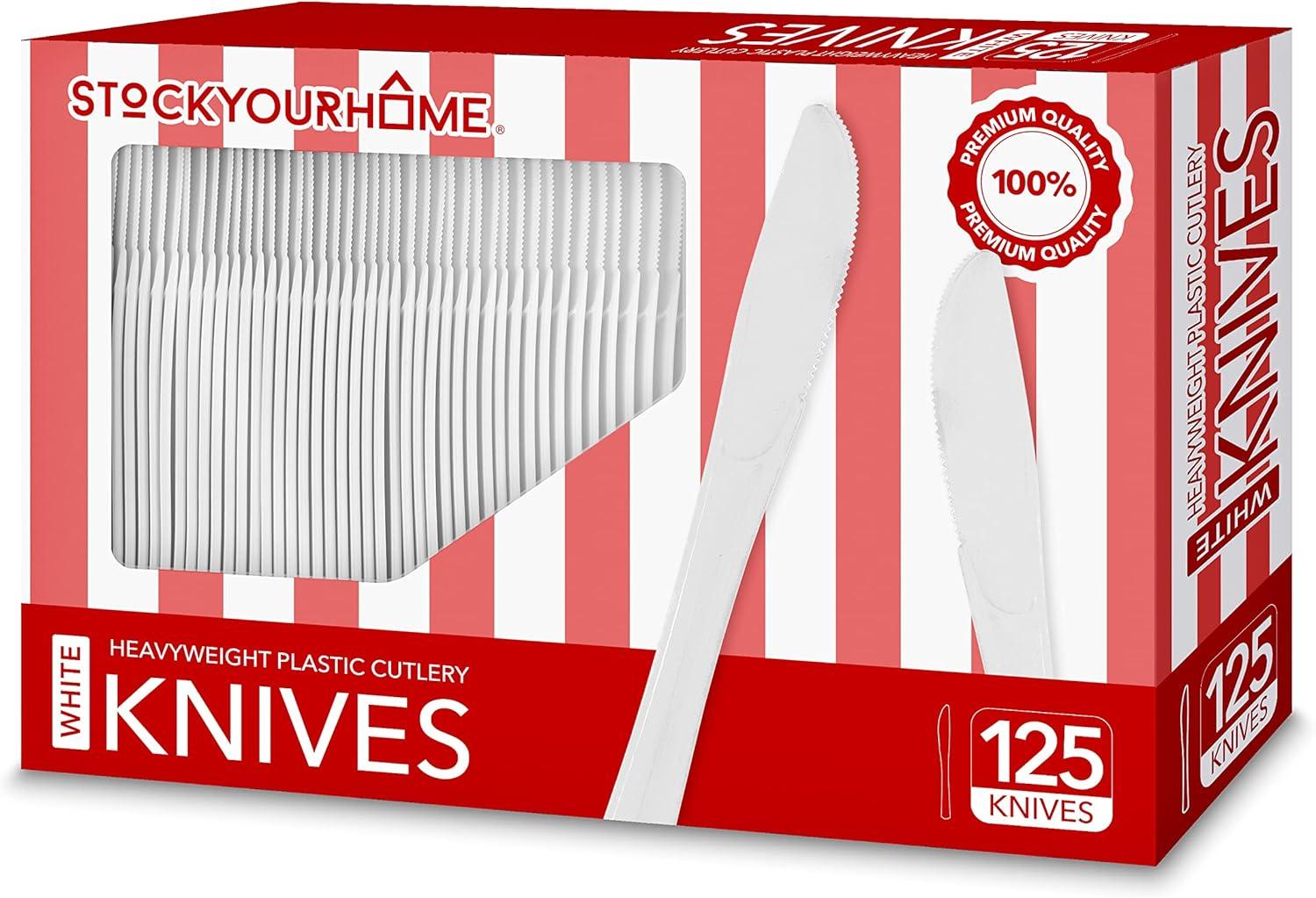 image125Count Plastic Forks Disposable Silverware for Dinner Heavy Duty Utensils Heavyweight Party Flatware Bulk Cutlery in Black Stock Your HomeWhite