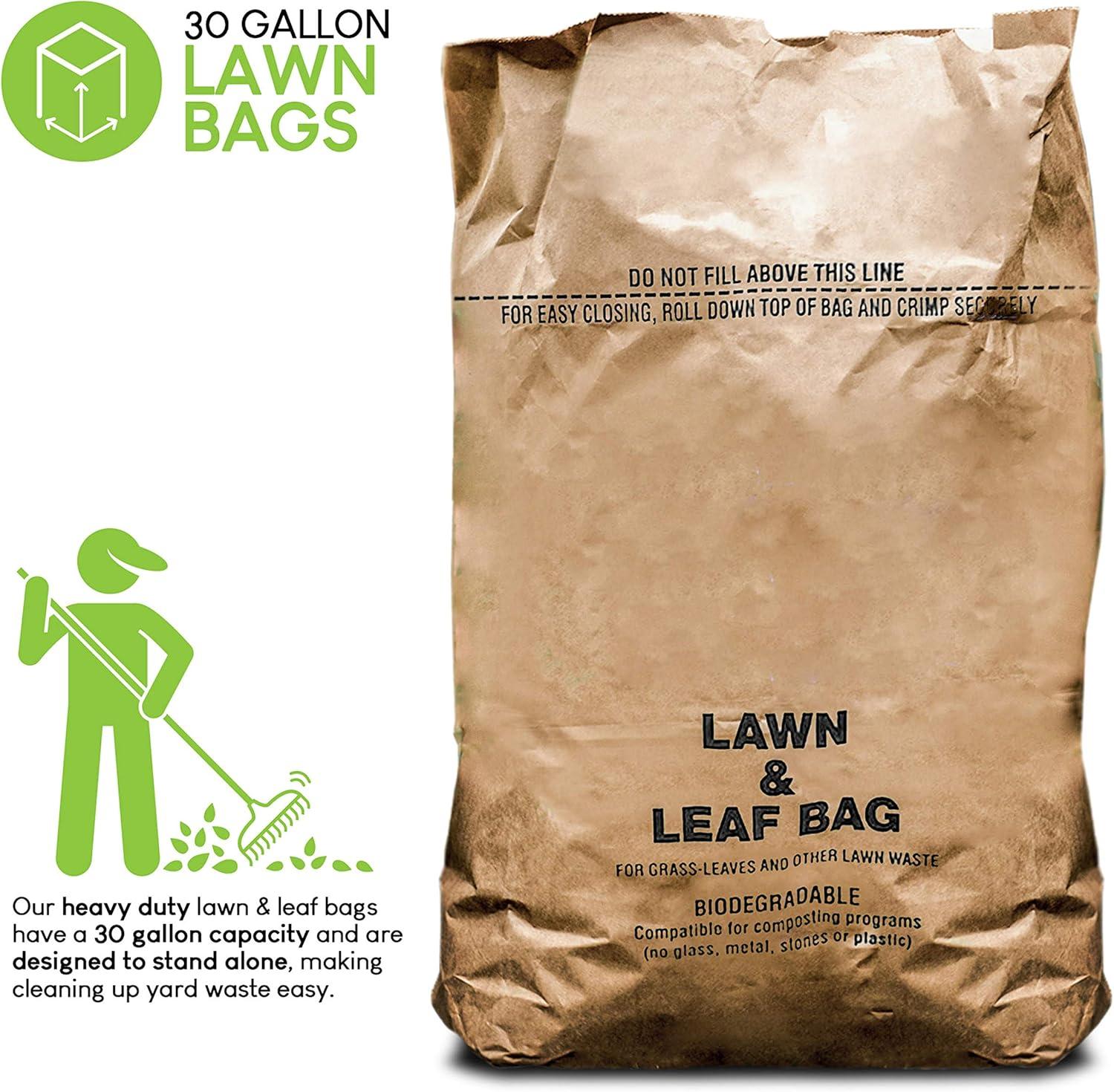image30 Gallon Kraft Lawn and Leaf Bags 20 Pack EcoFriendly Heavy Duty Large Paper Trash Bags Tear Resistant Yard Waste Bags for Grass Clippings Wet and Dry Leaves Weeds Twigs20