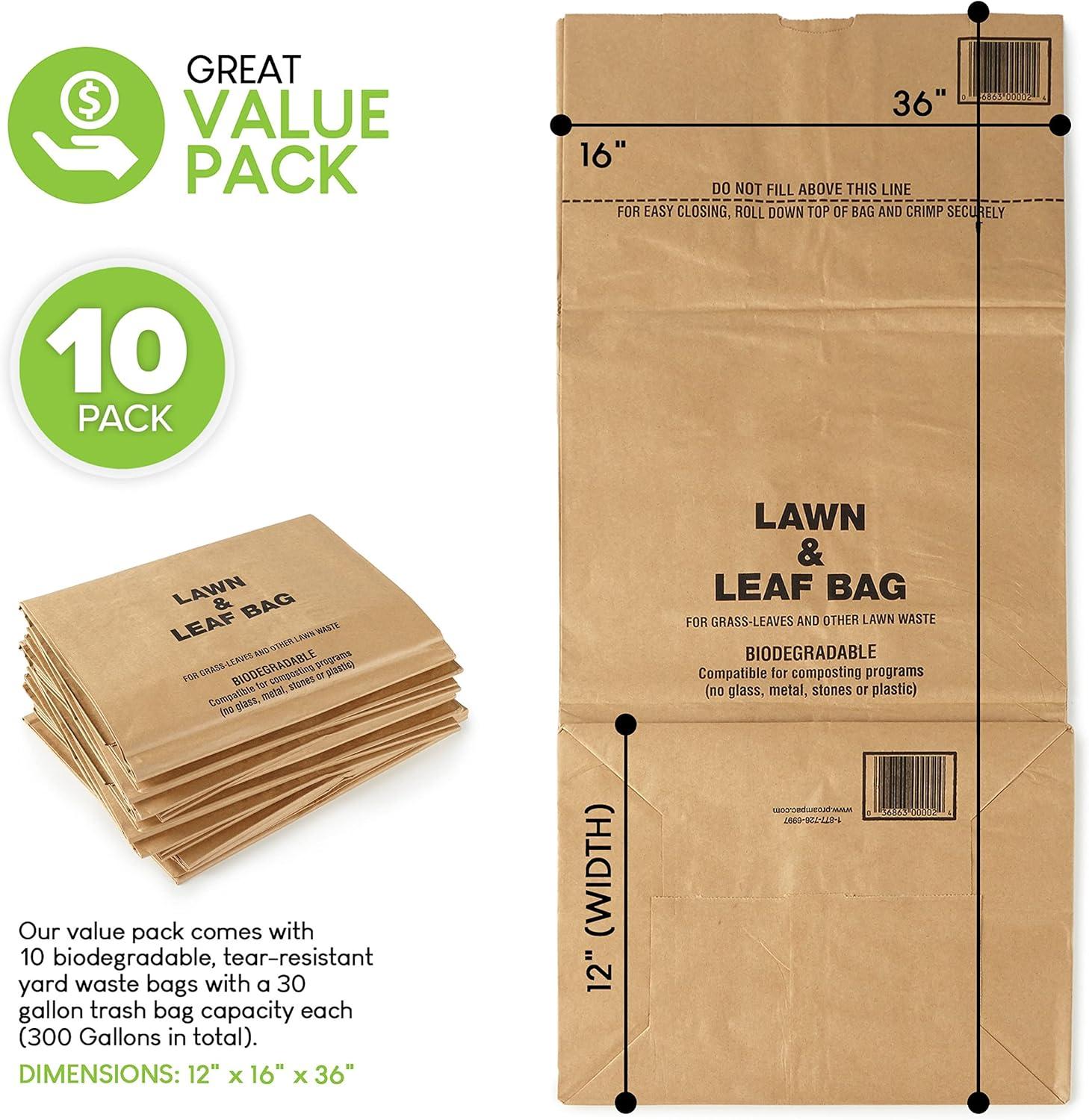 image30 Gallon Kraft Lawn and Leaf Bags 20 Pack EcoFriendly Heavy Duty Large Paper Trash Bags Tear Resistant Yard Waste Bags for Grass Clippings Wet and Dry Leaves Weeds Twigs10