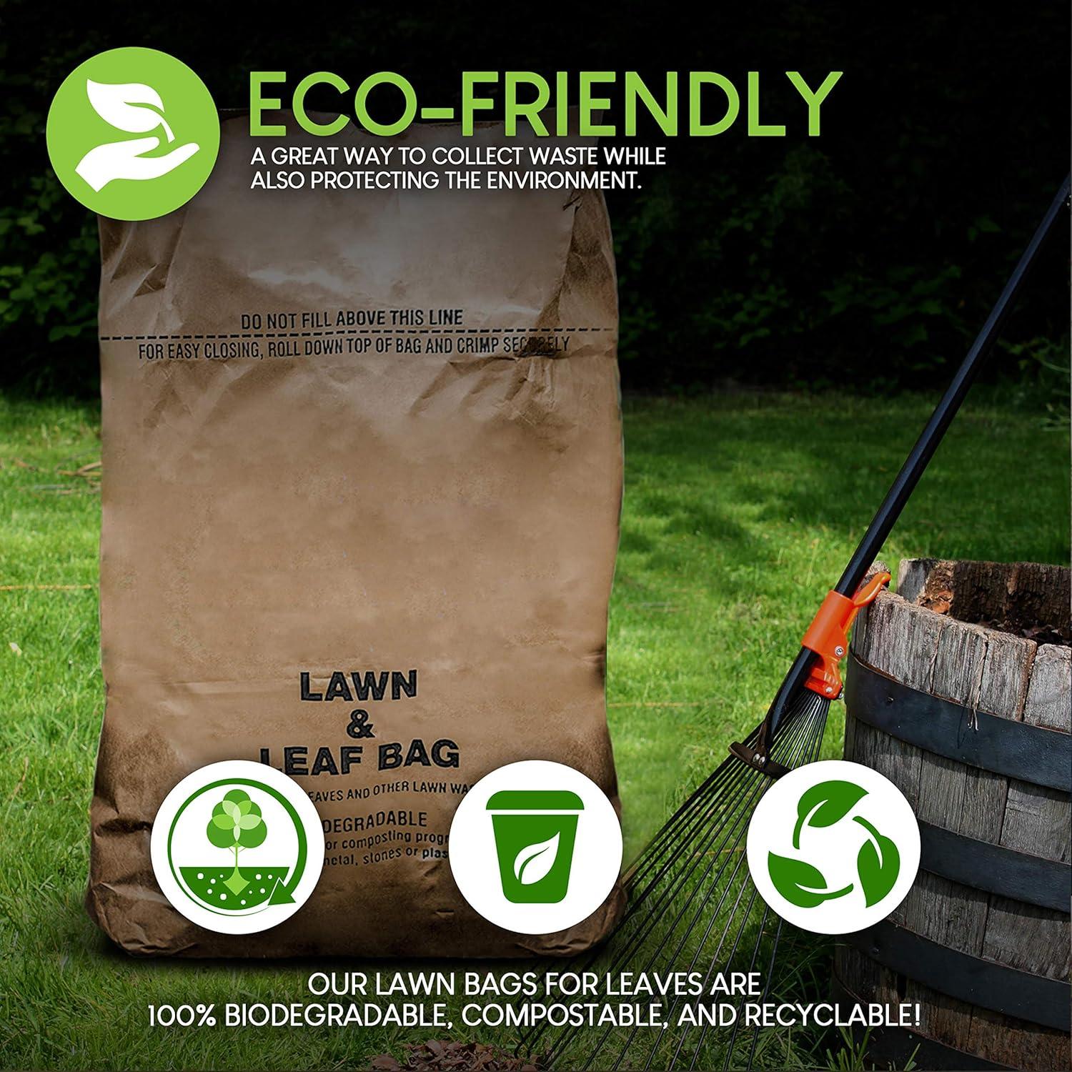 image30 Gallon Kraft Lawn and Leaf Bags 20 Pack EcoFriendly Heavy Duty Large Paper Trash Bags Tear Resistant Yard Waste Bags for Grass Clippings Wet and Dry Leaves Weeds Twigs20