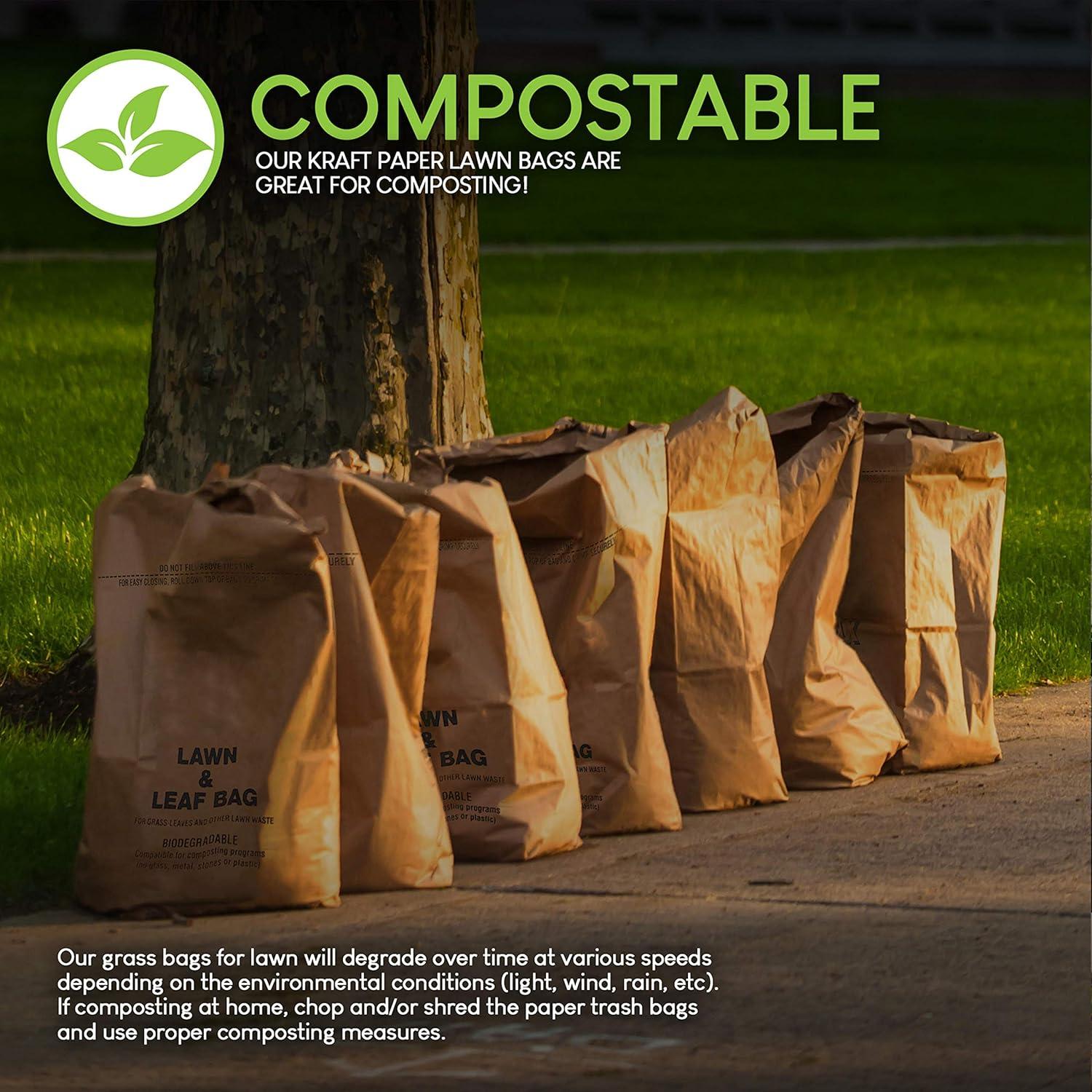 image30 Gallon Kraft Lawn and Leaf Bags 20 Pack EcoFriendly Heavy Duty Large Paper Trash Bags Tear Resistant Yard Waste Bags for Grass Clippings Wet and Dry Leaves Weeds Twigs20