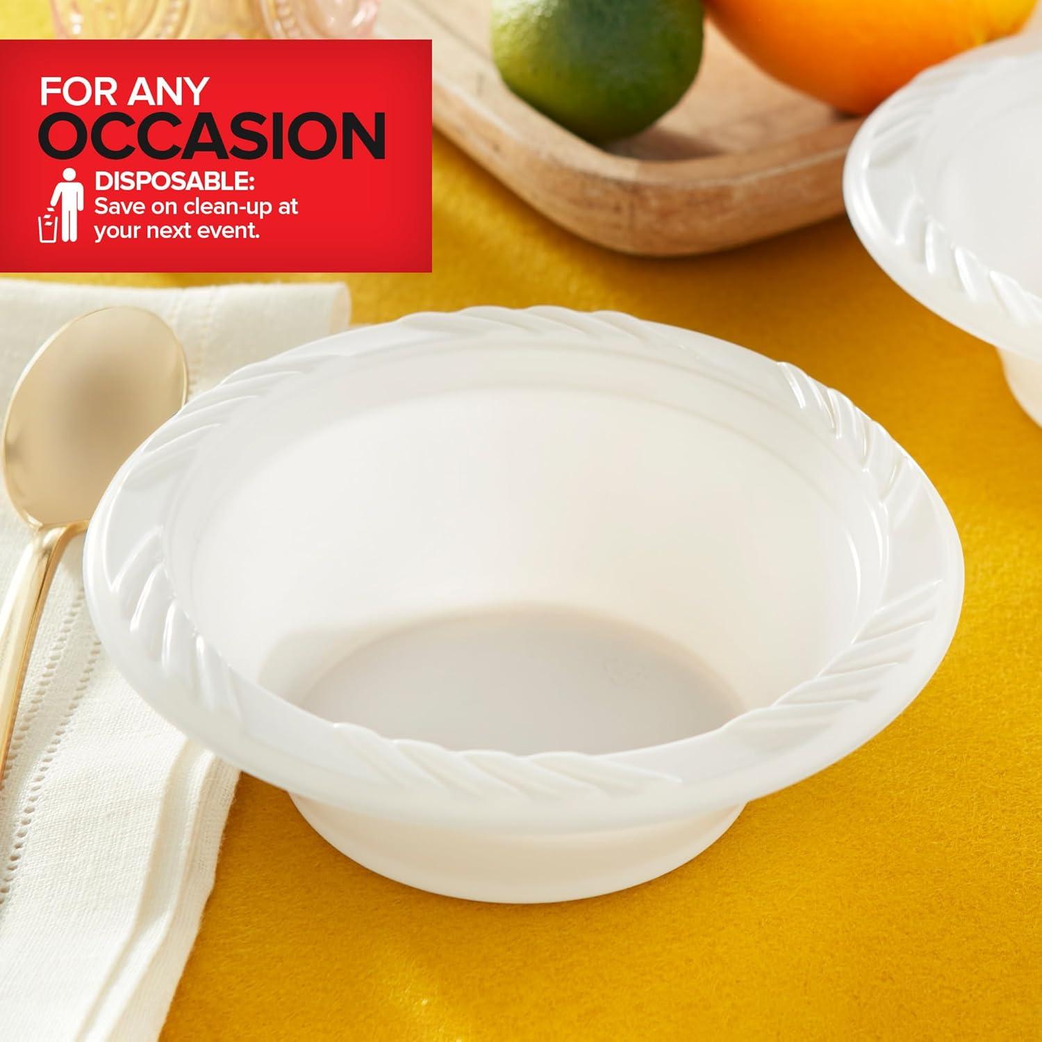 imageStock Your Home 120 Pack 12 oz Elegant White Plastic Bowls for Parties Small Disposable Bowl for Fancy Dinner or Cocktail Party Soup and Salad Thick and Sturdy240
