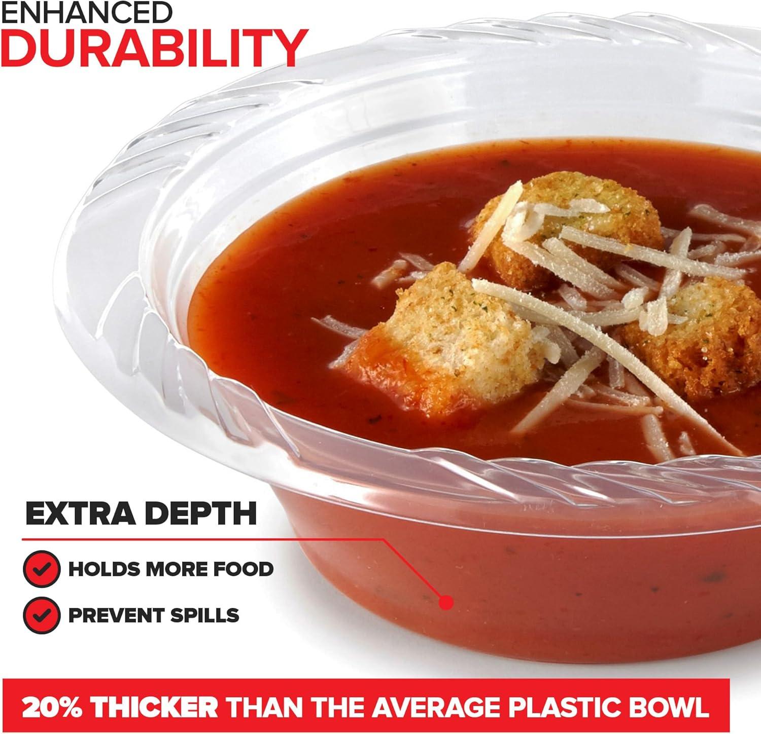 imageStock Your Home 40 Pack 12 oz Elegant Clear Plastic Bowls for Parties Small Disposable Bowl for Fancy Dinner or Cocktail Party Soup and Salad Thick and Sturdy120