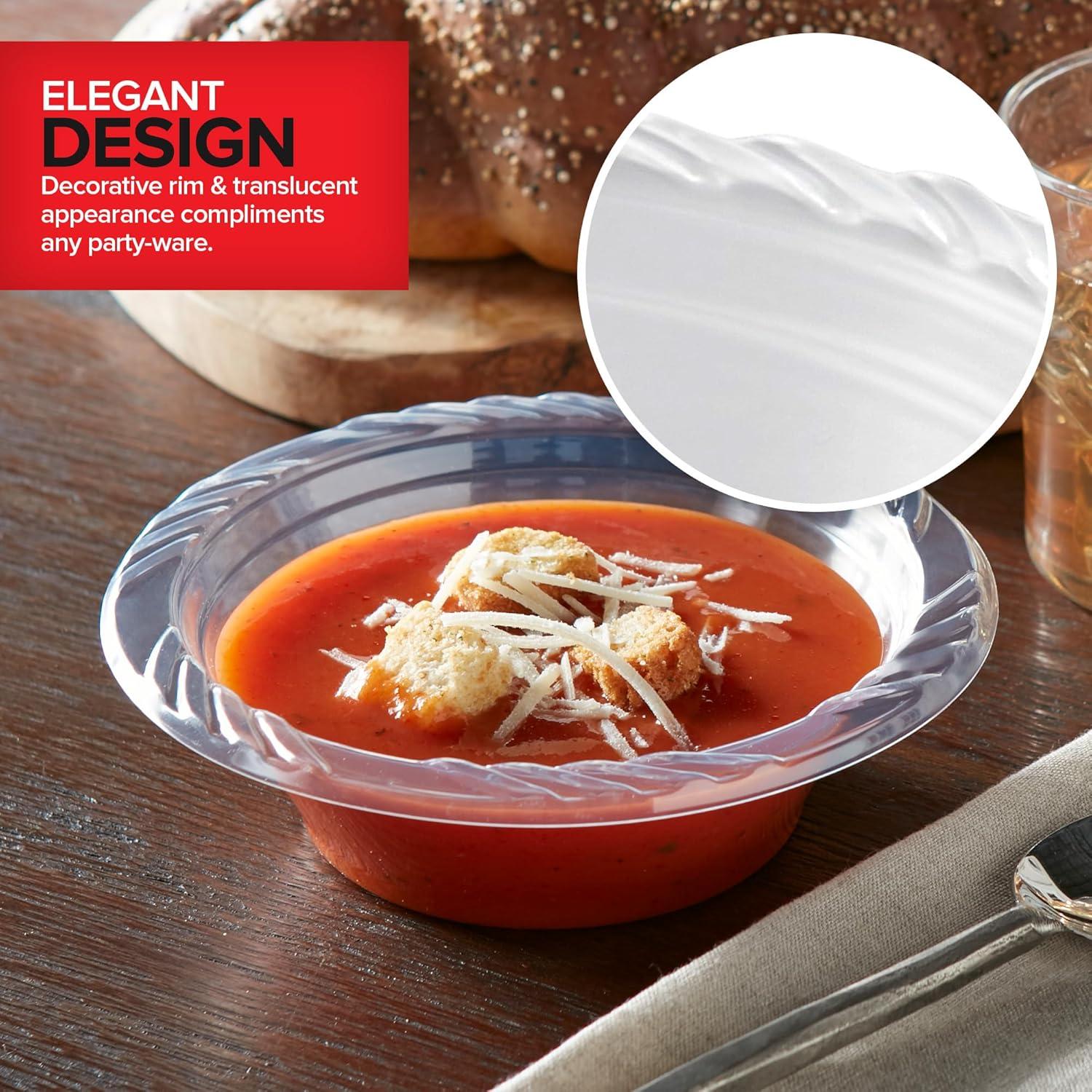 imageStock Your Home 40 Pack 12 oz Elegant Clear Plastic Bowls for Parties Small Disposable Bowl for Fancy Dinner or Cocktail Party Soup and Salad Thick and Sturdy120