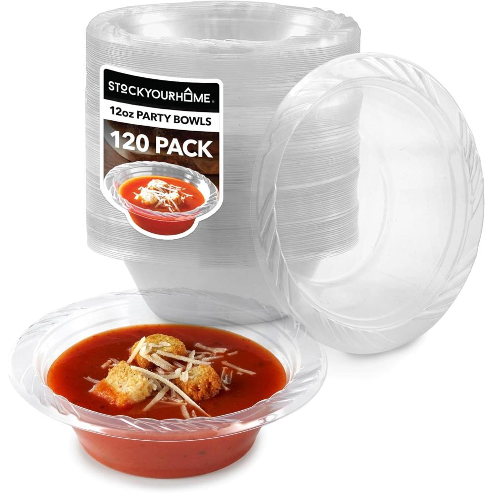 imageStock Your Home 40 Pack 12 oz Elegant Clear Plastic Bowls for Parties Small Disposable Bowl for Fancy Dinner or Cocktail Party Soup and Salad Thick and Sturdy120