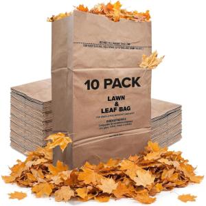 30 Gallon Kraft Lawn and Leaf Bags (20 Pack) Eco-Friendly Heavy Duty Large Paper Trash Bags, Tear Resistant Yard Waste Bags for Grass Clippings, Wet and Dry Leaves, Weeds, Twigs(10)