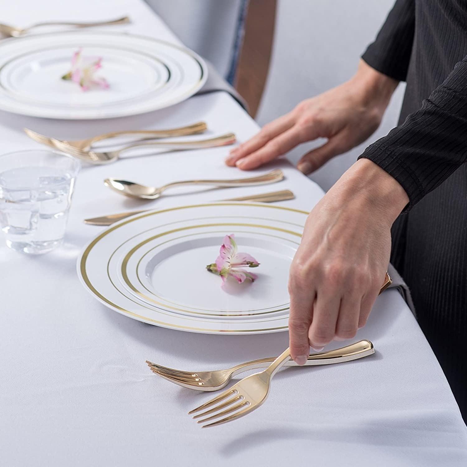 imageGlossy Gold Plastic Forks 75 Pack Heavy Weight Durable for Parties Stock Your HomeGold