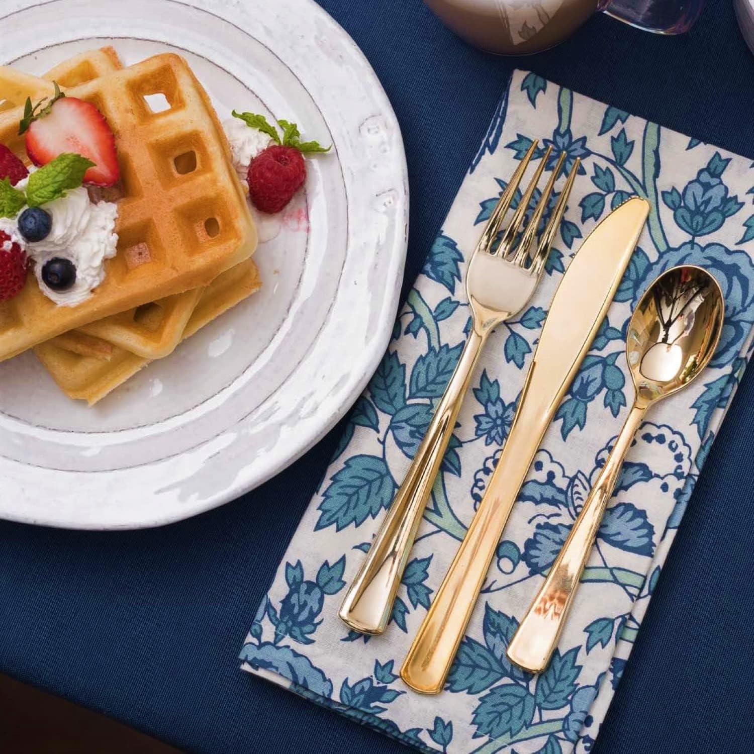 imageGlossy Gold Plastic Forks 75 Pack Heavy Weight Durable for Parties Stock Your HomeGold