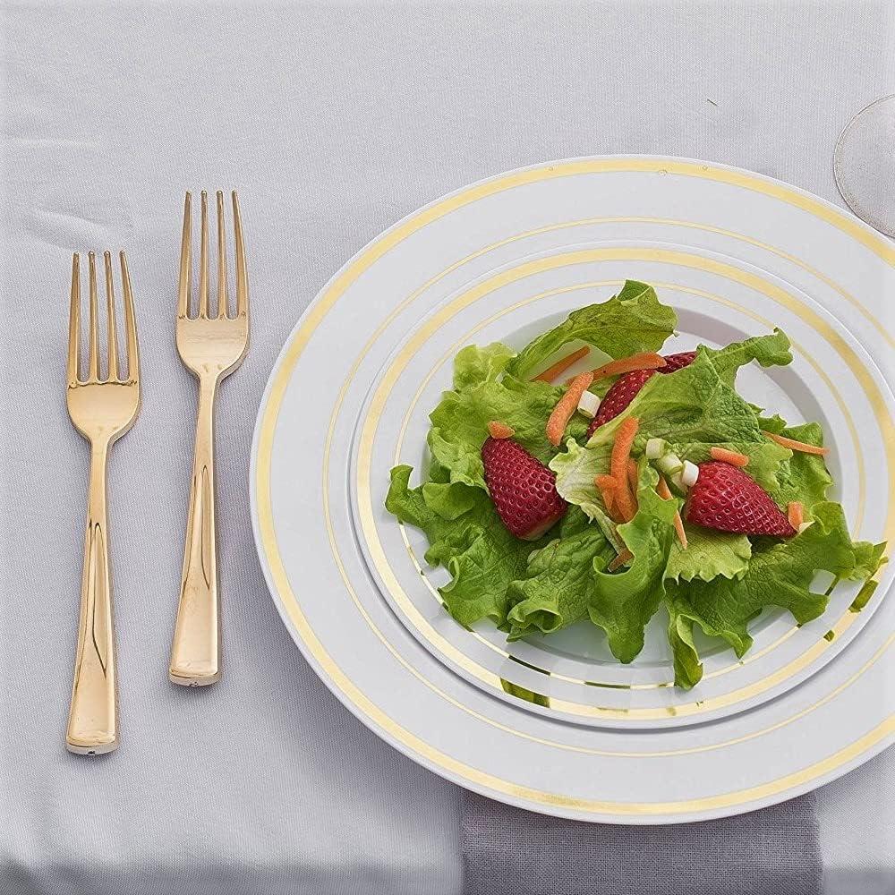 imageGlossy Gold Plastic Forks 75 Pack Heavy Weight Durable for Parties Stock Your HomeGold