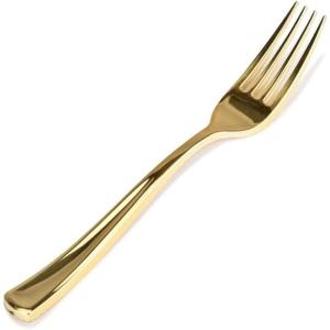 Glossy Gold Plastic Forks (75 Pack) – Heavy Weight, Durable for Parties – Stock Your Home(Gold)
