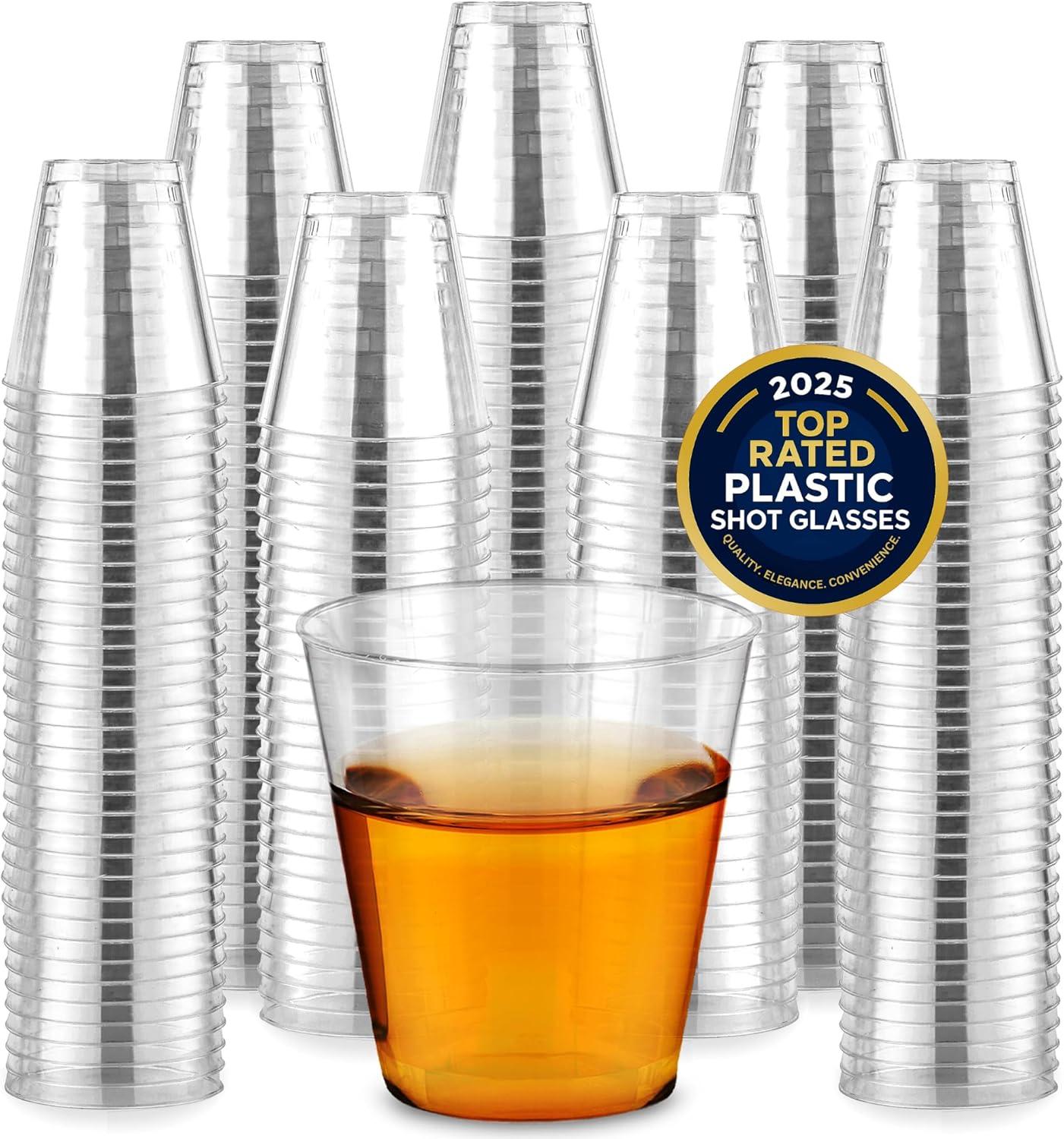 image1000 Plastic Shot Glasses 15 Oz Disposable Cups 15 Ounce Shot Glasses Ideal for Whiskey Wine Tasting Food Sampling and Sauce Dipping at Catered Events Parties and Weddings Clear1000 Pack