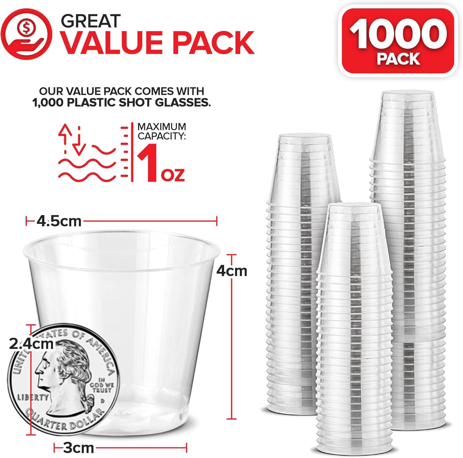 image1000 Plastic Shot Glasses 15 Oz Disposable Cups 15 Ounce Shot Glasses Ideal for Whiskey Wine Tasting Food Sampling and Sauce Dipping at Catered Events Parties and Weddings Clear1000 Pack