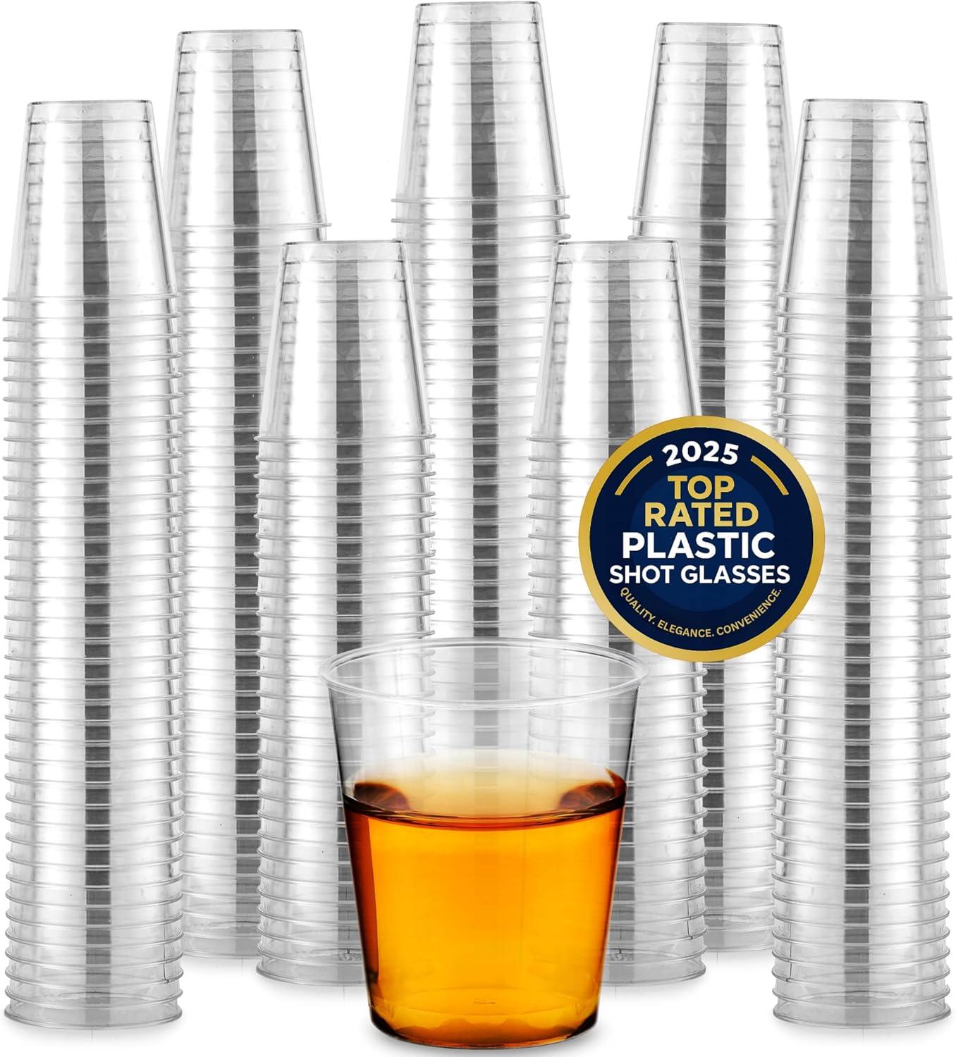 image1000 Plastic Shot Glasses 15 Oz Disposable Cups 15 Ounce Shot Glasses Ideal for Whiskey Wine Tasting Food Sampling and Sauce Dipping at Catered Events Parties and Weddings Clear1000 Pack